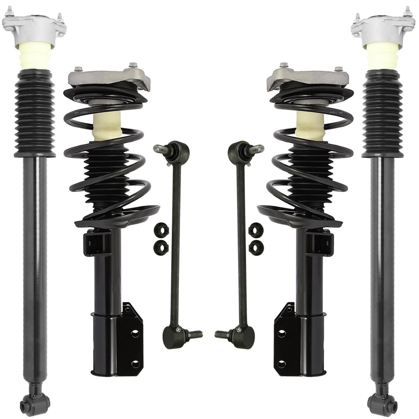 Detroit Axle - 6pc Struts Shocks Kit for 2014-2018 Chevy Silverado 1500 GMC Sierra 1500, 2 Front Struts w/Coil Springs 2 Sway Bars 2 Rear Shock Absorbers 2015 2016 2017 Replacement Suspension