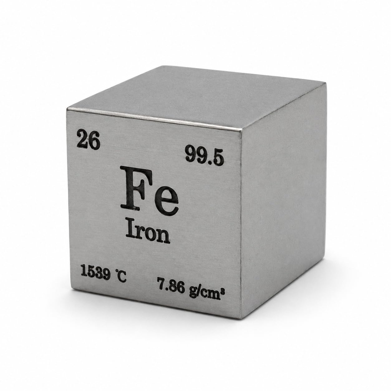 Iron Cube 12.7mm (0.5 Inch), 99.5% Pure Fe Metal Element Density Block with R0.5 Chamfered Edges & Mirror Polished Finish for STEM Education & Collectors