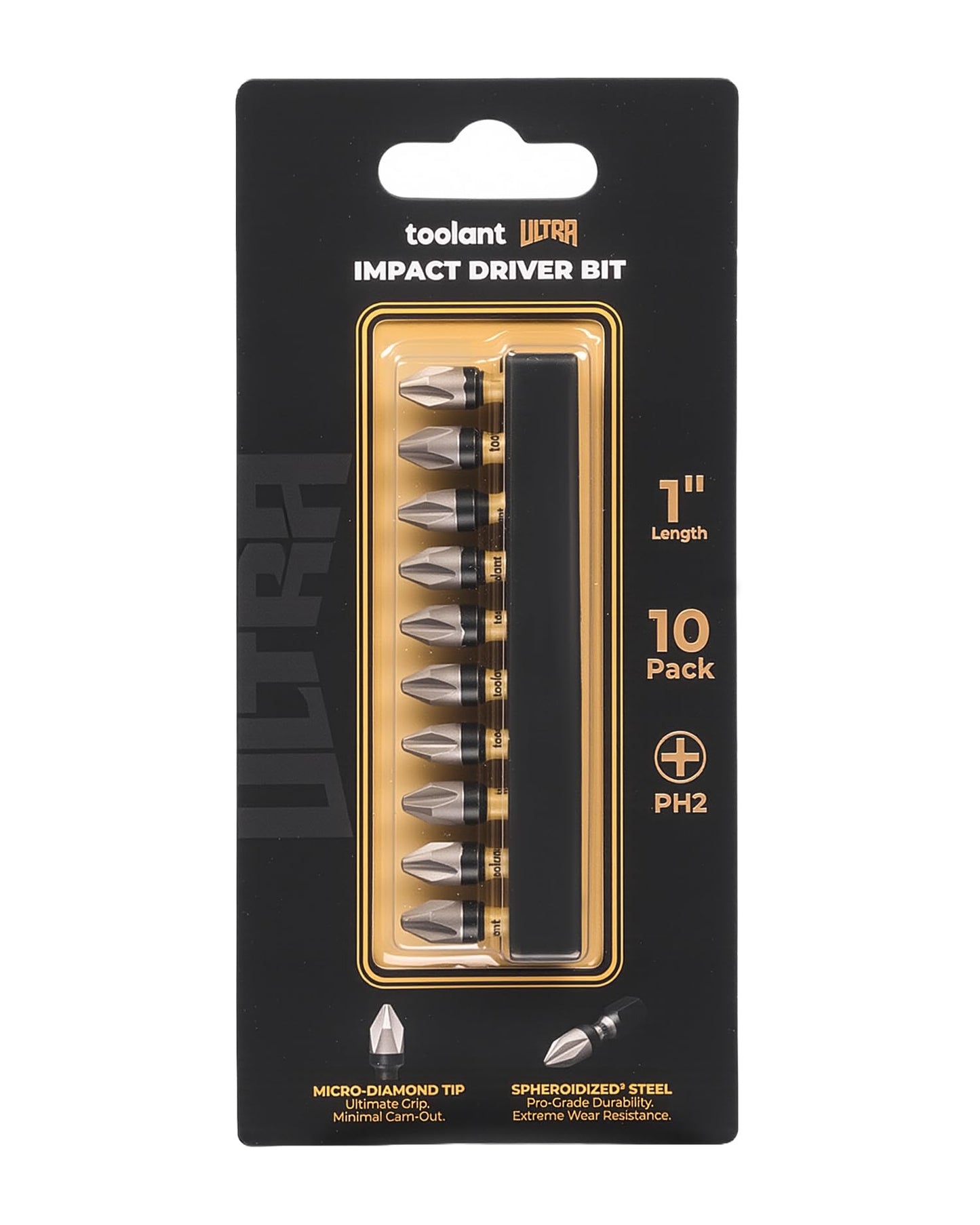 toolant Phillips Impact Screwdriver Bit Set 6 Inch PH2, 2 Pack Magnetic Anti Slip CNC Machined Tips Impact Steel X2 Driver Bit Set for Impact Driver