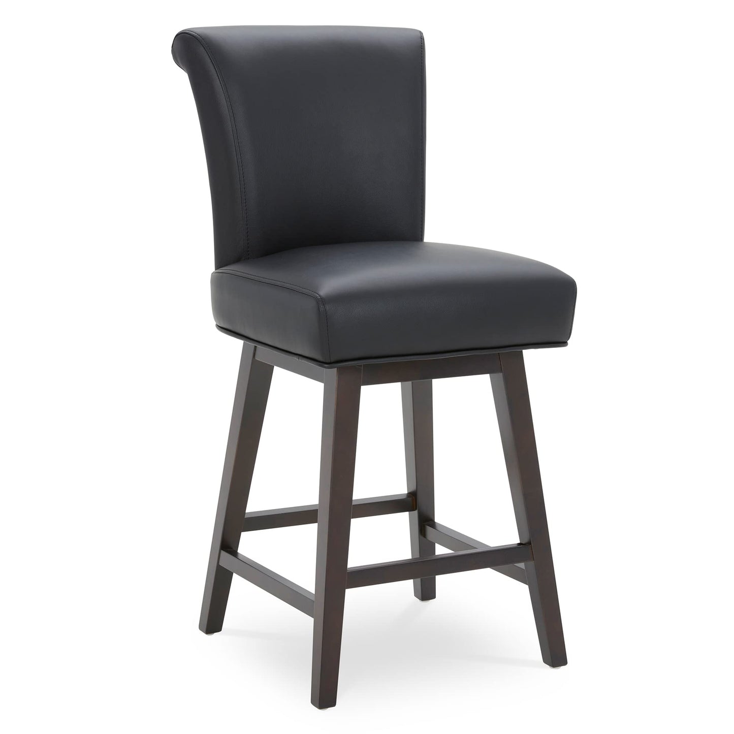 CHITA 30 Inch Counter Height Swivel Bar Stools Set of 2, FSC Certified Modern Upholstered Faux Leather Swivel Barstool Chairs with Back, Black