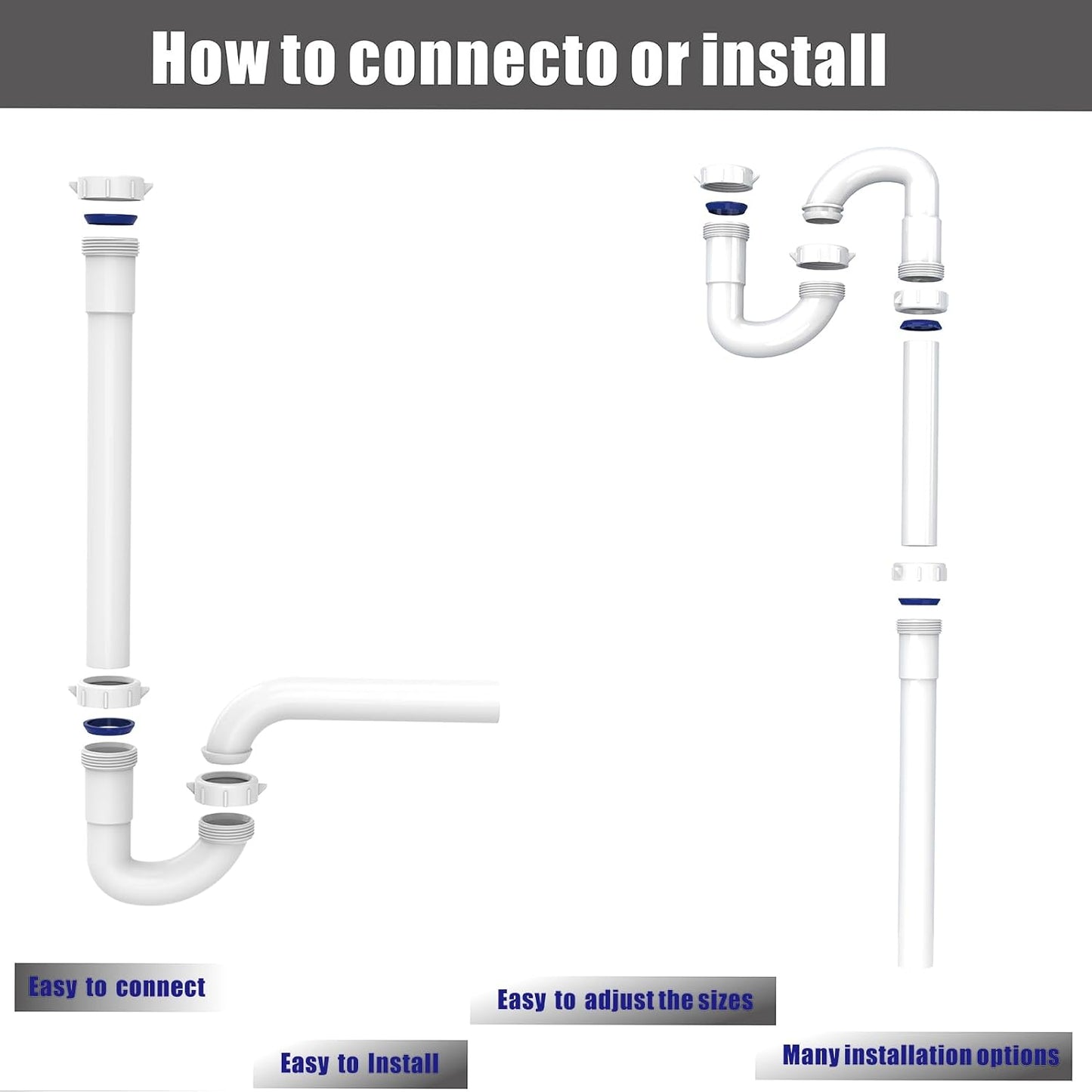 Bathroom Sink Drain Kit, for Most 1-1/4” Kitchen or Bathroom Sinks Drain Repair,1-1/4” P Trap or S Trap Plumbing Sink Repair Kit