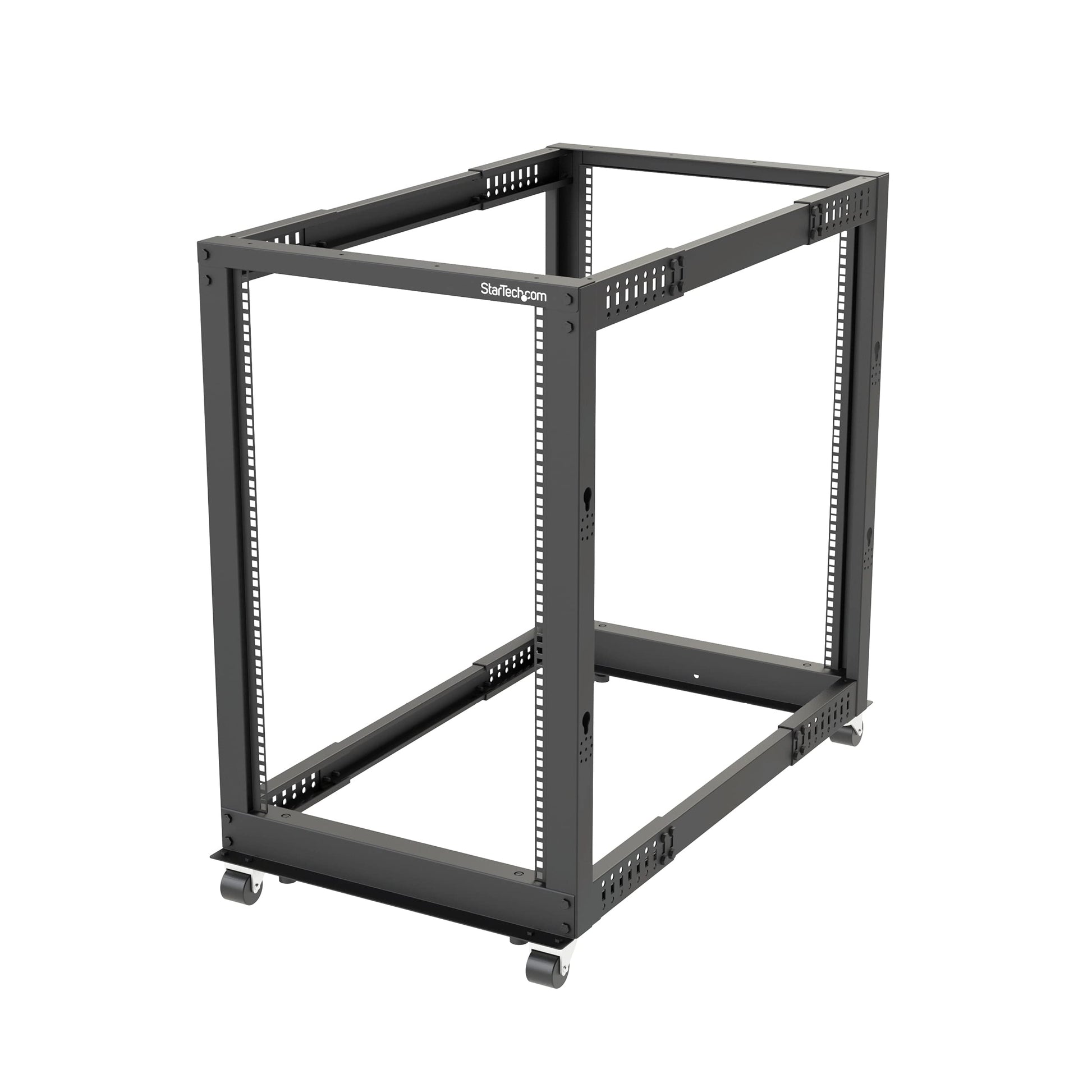 StarTech 25U 4-Post Server Rack, 19in Open Frame Rack with 40in (101cm) Mounting Depth and 1200lb (544kg) Weight Capacity, Mobile or Floor Mount IT Rack