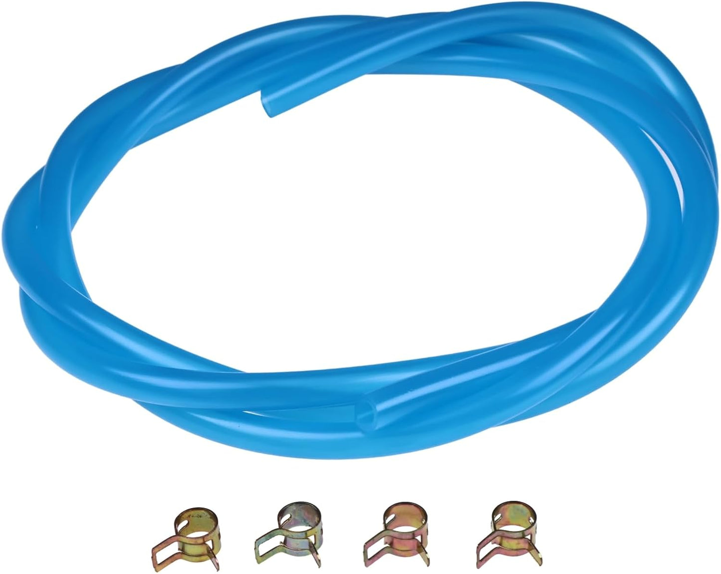 7' Long 1/4'' ID 3/8'' OD Blue Fuel Line Kit with Clamps Compatible with Small Gas Diesel Powersports Generators Engines Snowmobile Dirt Bike Quad Motorcycle Go Kart Golf Cart
