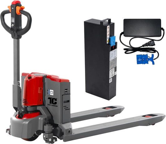 Tory Carrier Full Electric Power Pallet Jack Truck 4400lb Cap. 48" x 27" Fork Size, Lithium Battery Motorized Trucks Lift for Material Handling