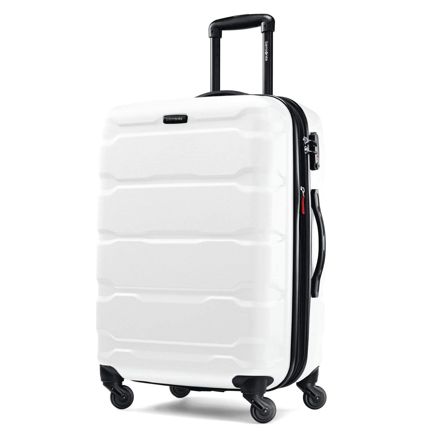Samsonite Omni PC Hardside Expandable Luggage with Spinner Wheels, Caribbean Blue, Checked-Large 28-Inch