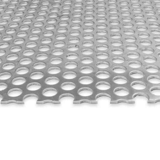 3003 Aluminum Perforated Sheet, Unpolished (Mill) Finish, H14 Temper, Staggered Round 0.25" Holes, 0.063" Thickness, 14 Gauge, 24" Width, 36" Length, 0.375" Stagger, 40% Open Area, OnlineMetals