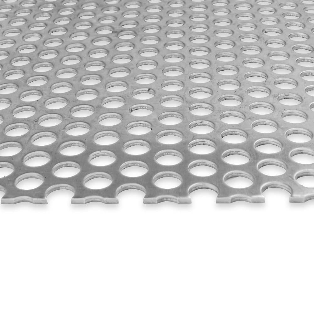 3003 Aluminum Perforated Sheet, Unpolished (Mill) Finish, H14 Temper, Staggered Round 0.25" Holes, 0.063" Thickness, 14 Gauge, 24" Width, 36" Length, 0.375" Stagger, 40% Open Area, OnlineMetals