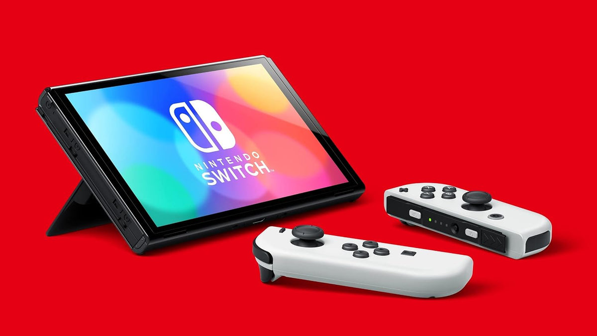 Nintendo Switch Console OLED Model with White Joy-Con, 7 inch 1280 x 720 OLED Touchscreen Display, Built-in Speaker, WiFi, Bluetooth 4.1 (Renewed)