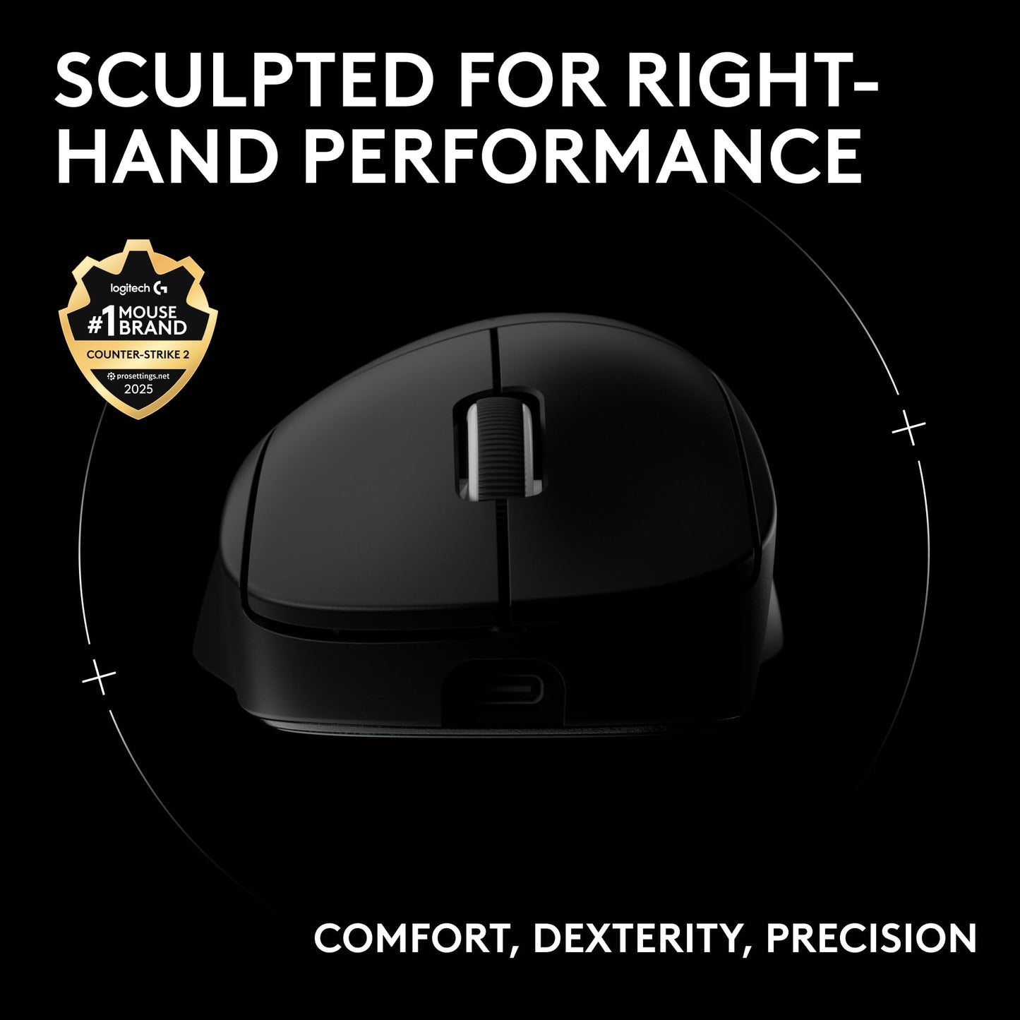 Logitech G PRO X Superlight 2 Wireless Gaming Mouse - Black | 60g, Symmetrical Shape, <8 kHz Polling, 44K DPI, PowerPlay Wireless Charging Supported, USB-C, 5 Buttons, For PC/Mac