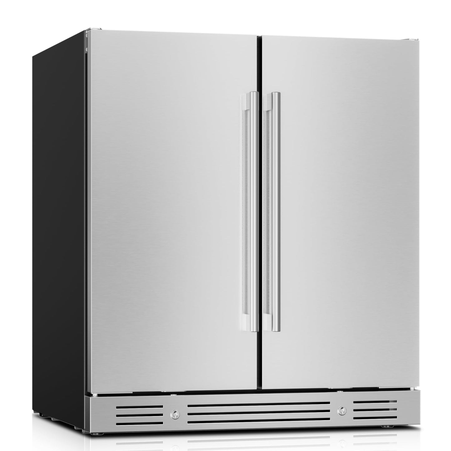Yeego 24 Inch Beverage Refrigerator, 160-Can Beverage Cooler with Lock & Auto Defrost, Stainless Steel Indoor & Covered Outdoor Beverage Fridge, Freestanding or Under Counter for Beer, Soda & Wine