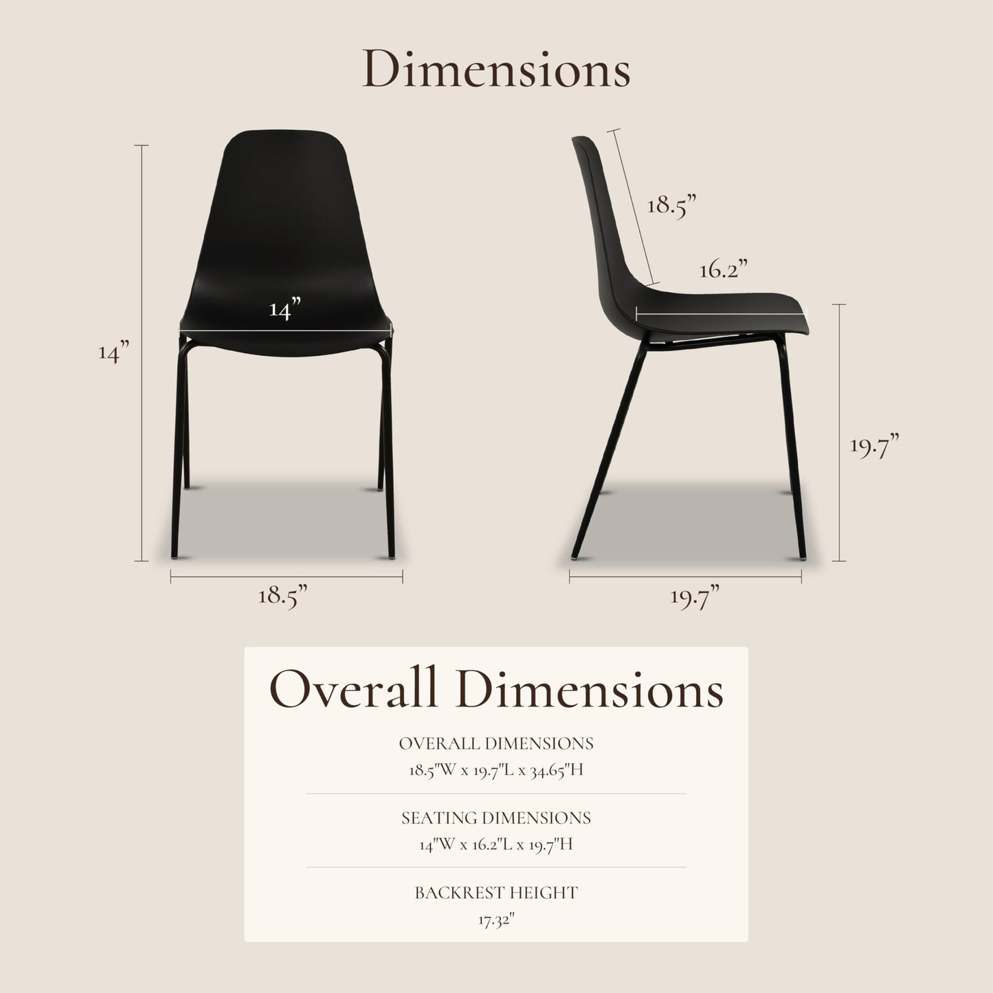 POLY & BARK Isla Modern Dining Chairs Set of 4 – Mid Century Modern Plastic Dining Chair with Metal Legs – Kitchen & Dining Room Chairs – Indoor/Outdoor – White