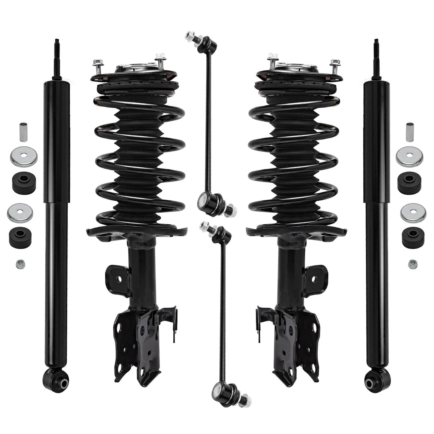 Detroit Axle - 6pc Struts Shocks Kit for 2014-2018 Chevy Silverado 1500 GMC Sierra 1500, 2 Front Struts w/Coil Springs 2 Sway Bars 2 Rear Shock Absorbers 2015 2016 2017 Replacement Suspension