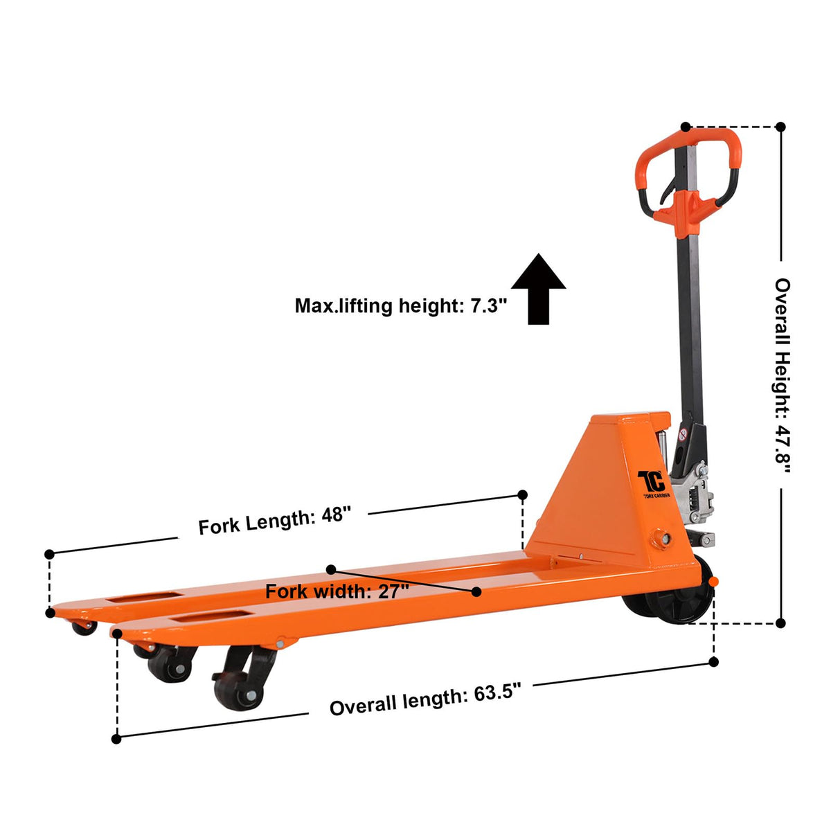 Pallet Jack, 6600 Lb. Capacity 27 x 48 Forks Mannual Pallet Truck, Hand Trucks with Replacement Load Wheels