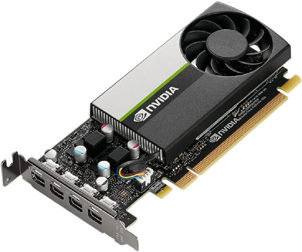 PNY NVIDIA T1000 8 GB Professional Graphic Card 8GB GDDR6 PCI Express 3.0 x16, Single Slot, 4X Mini-DisplayPort, 8K Support, Ultra-Quiet Active Fan (VCNT1000-8GB-PB)