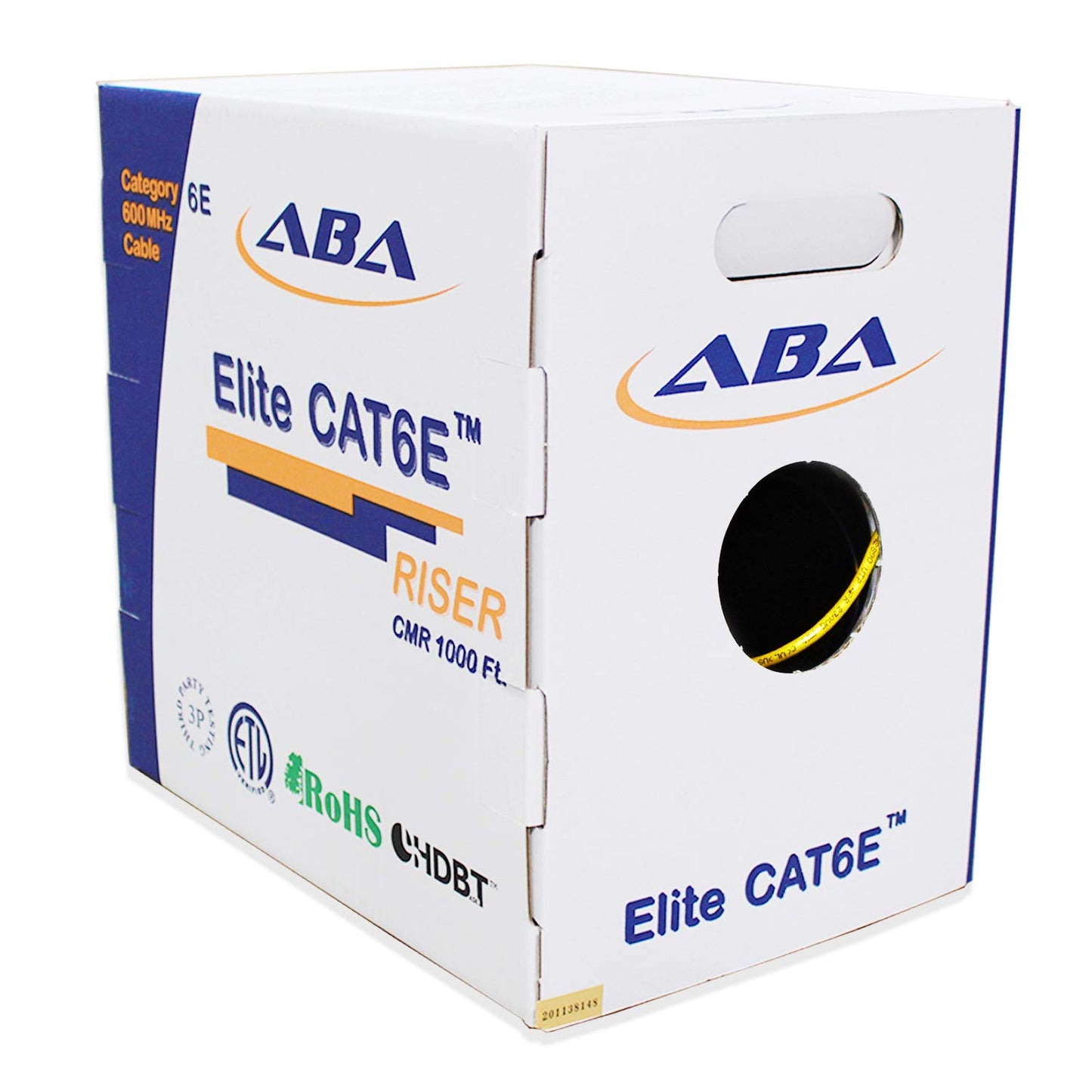Elite Cat6 CMR Riser (CAT6e) Ethernet Cable 1000ft, 24AWG, Solid Bare Copper Wire, 600MHz, w/Spline(Noise Reducing Cross Separator), UL Certified, Bulk LAN Cable - Orange