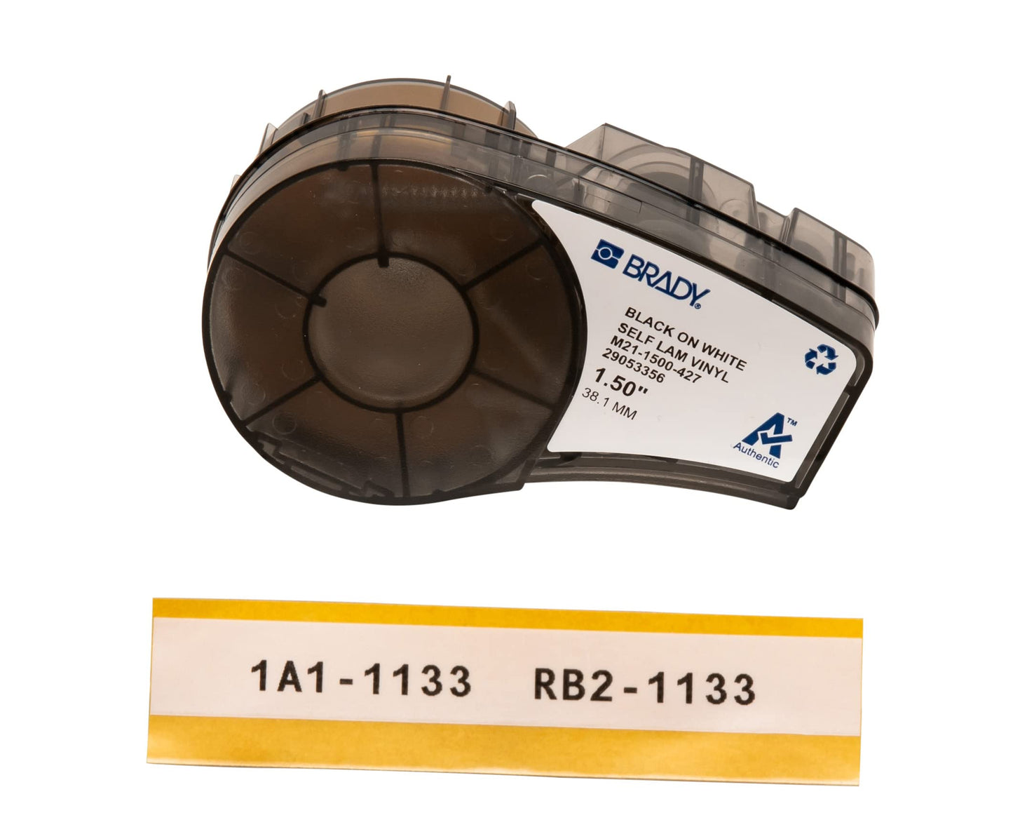 Brady Authentic (M21-750-595-WT) All-Weather Vinyl Label for Indoor/Outdoor ID, Lab and Equipment Labeling, Black on White- For M210, M210-LAB, M211, BMP21-PLUS and BMP21-LAB Printers, .75" W 21' L