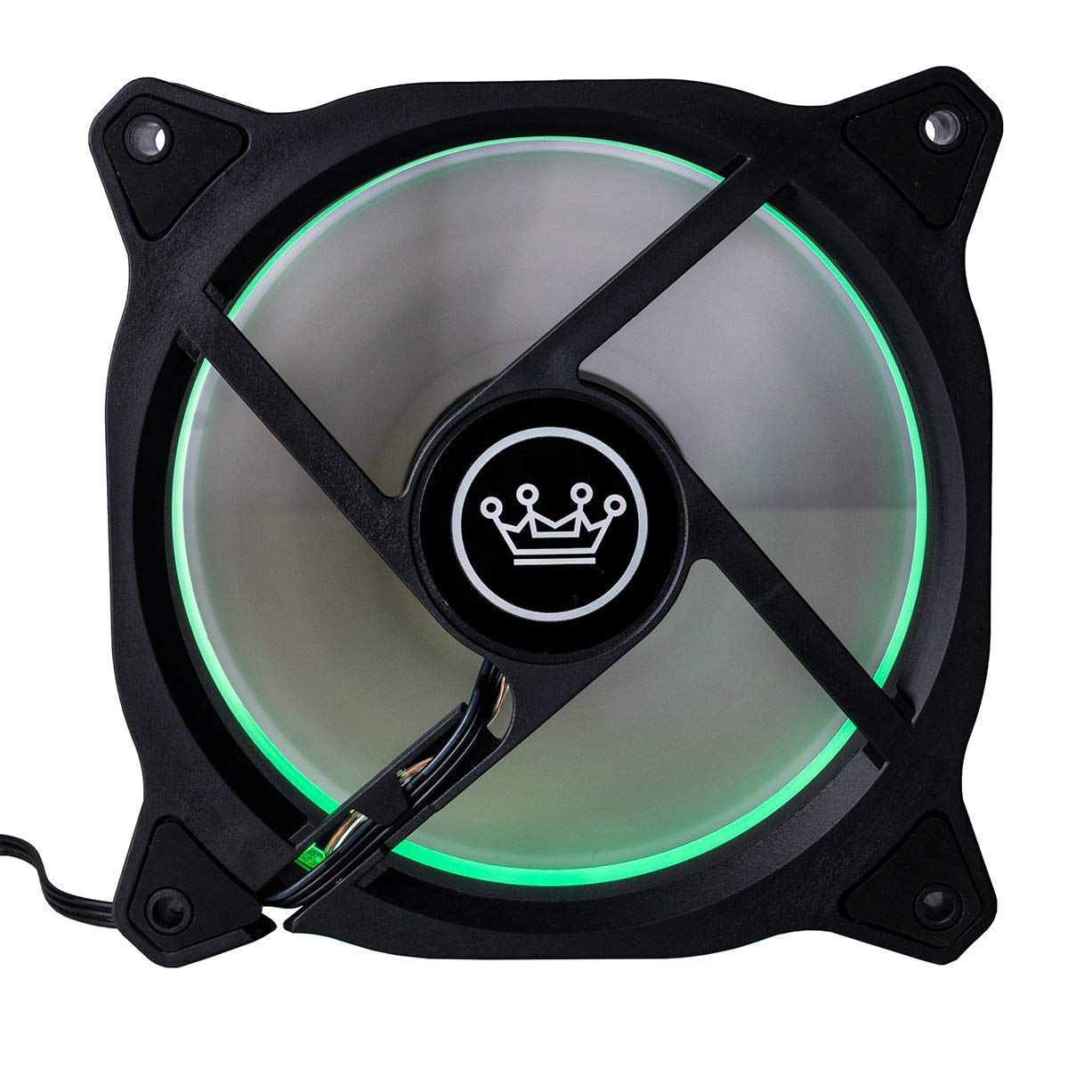 CUK 7-Pack Green Halo Ring 120mm LED Vibrant Color Computer Case Fan for CPU Coolers and Radiators - High Airflow 45 CFM & Anti-Vibration Pads