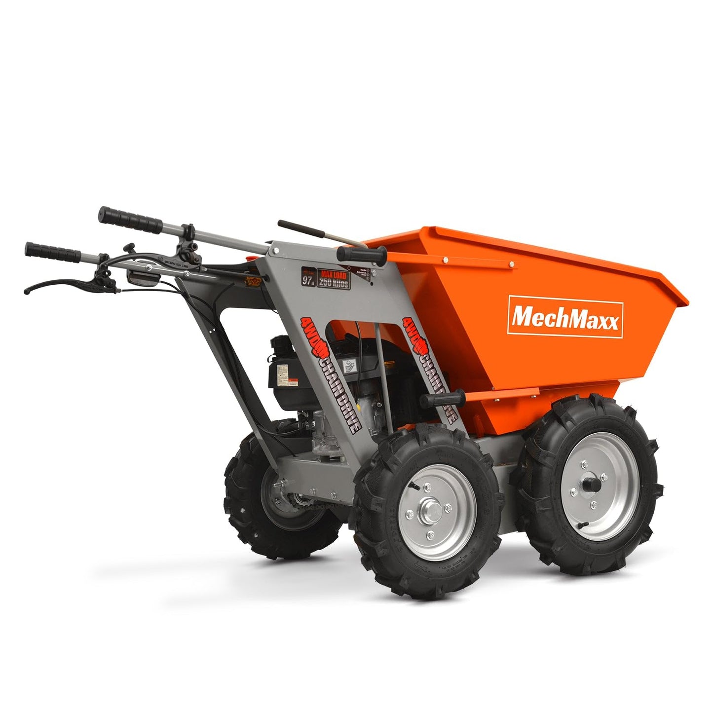 MechMaxx 1100Lb Loading 48V Battery Powered Wheel Barrow Electric Dumper Cart with 30W Light, Hydraulic Tipping, 1000W Brushless DC Motor, LED Display Screen, Model EH50 Yellow
