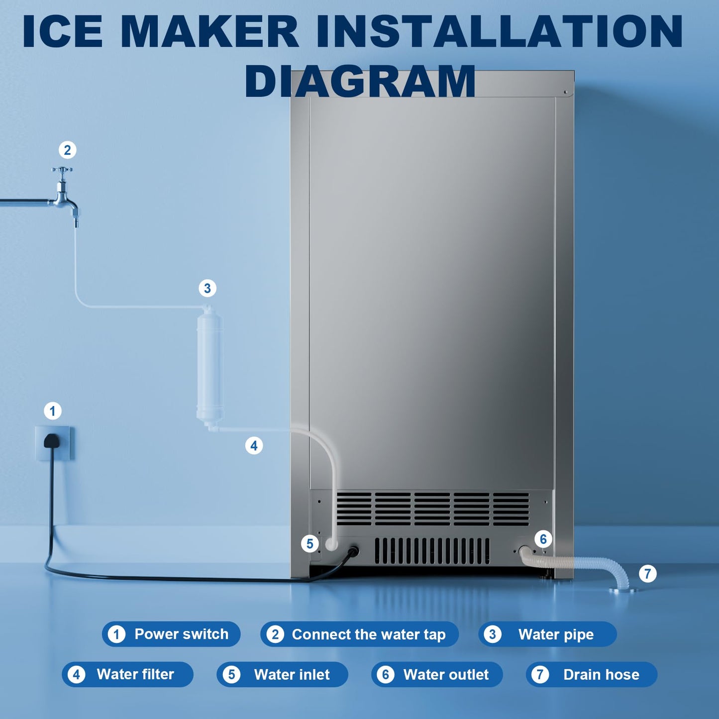 Ice Maker Commercial Countertop Ice Machine 150lbs Per Day Auto-Cleaning, Portable Sonic Ice Maker with Basket and Scoop, for Home Party/RV Camping