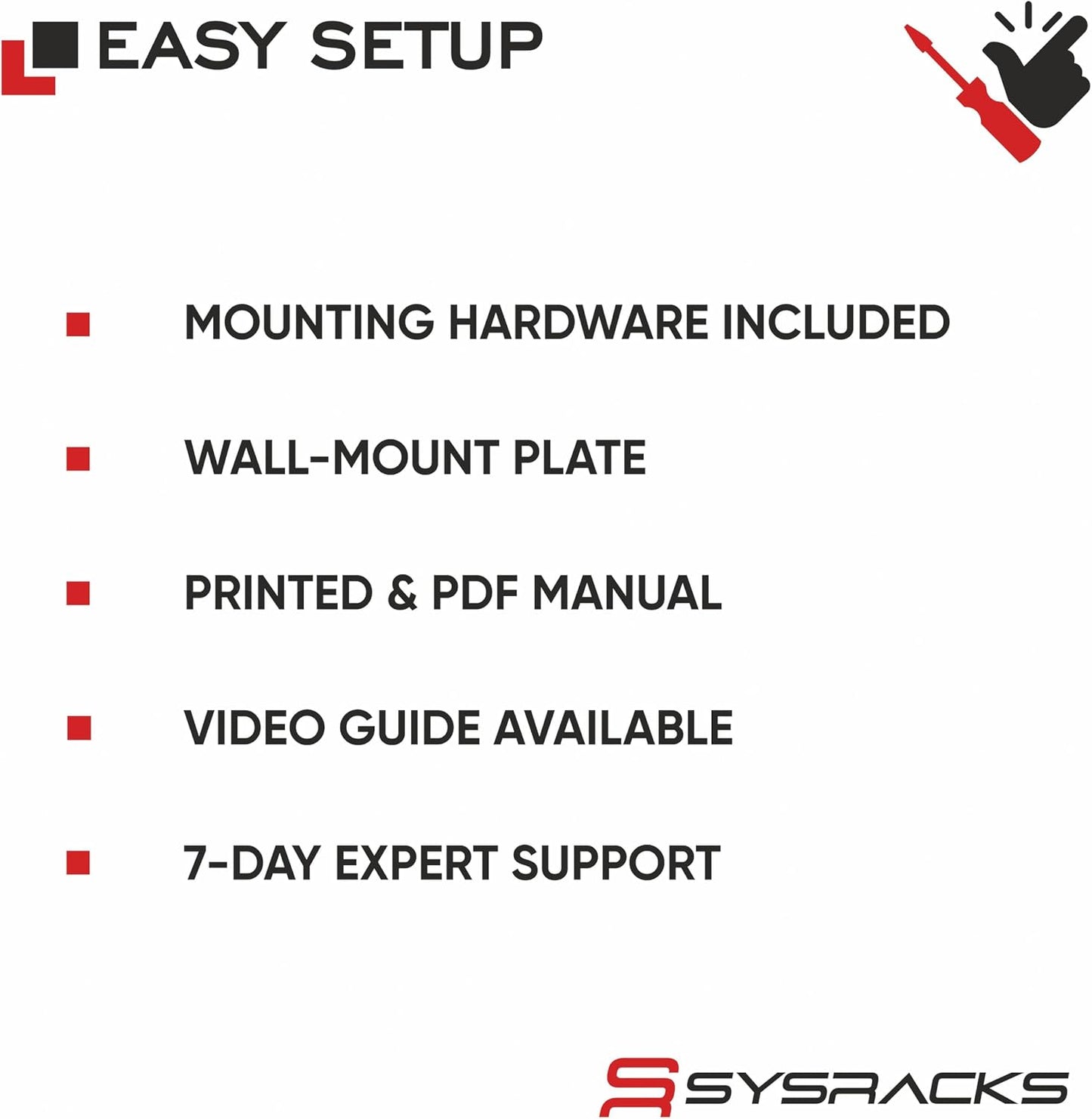 Sysracks 6U Wall Mount Server Rack Cabinet, 19” Network Enclosure, 24” Deep, Locking Glass Door, Custom-Ready IT Rack