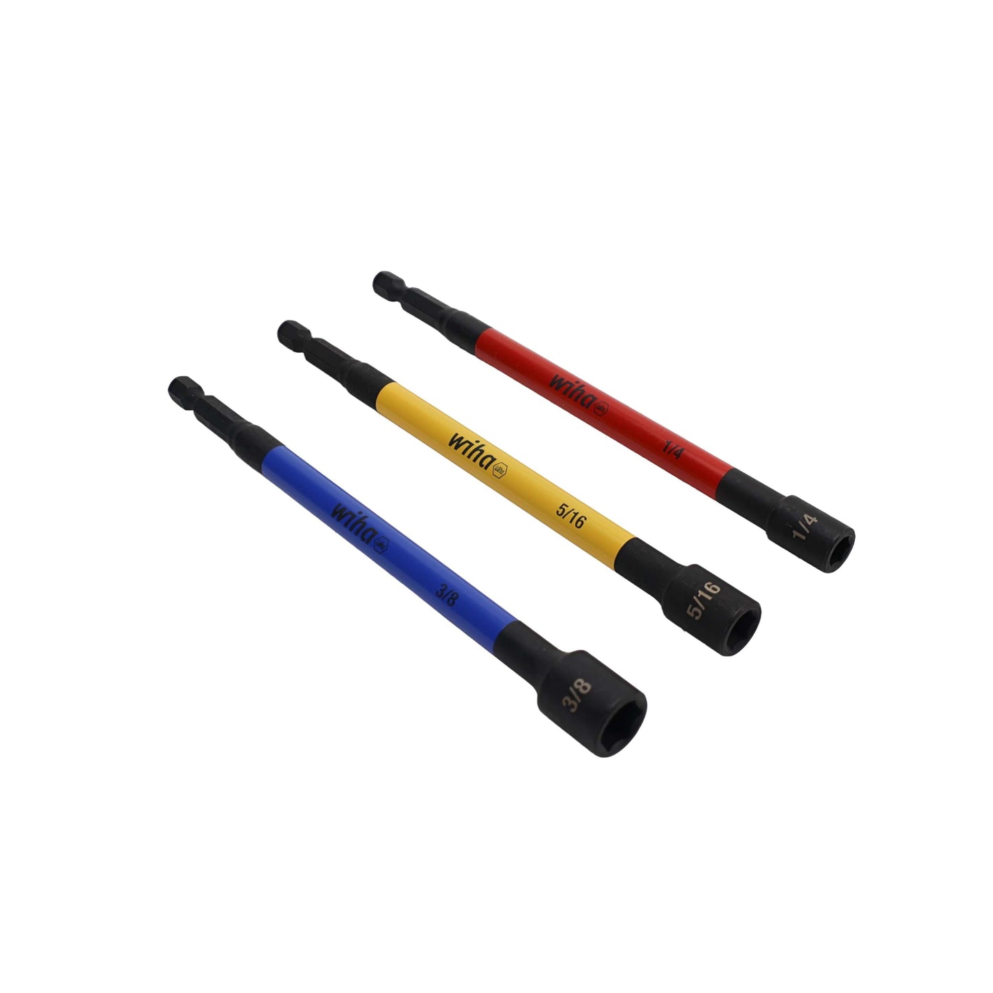 Wiha 70486 Magnetic Nut Setter Set, 6 Piece SAE, Color Coded, 1/4-Inch Hex Drive, Impact Rated