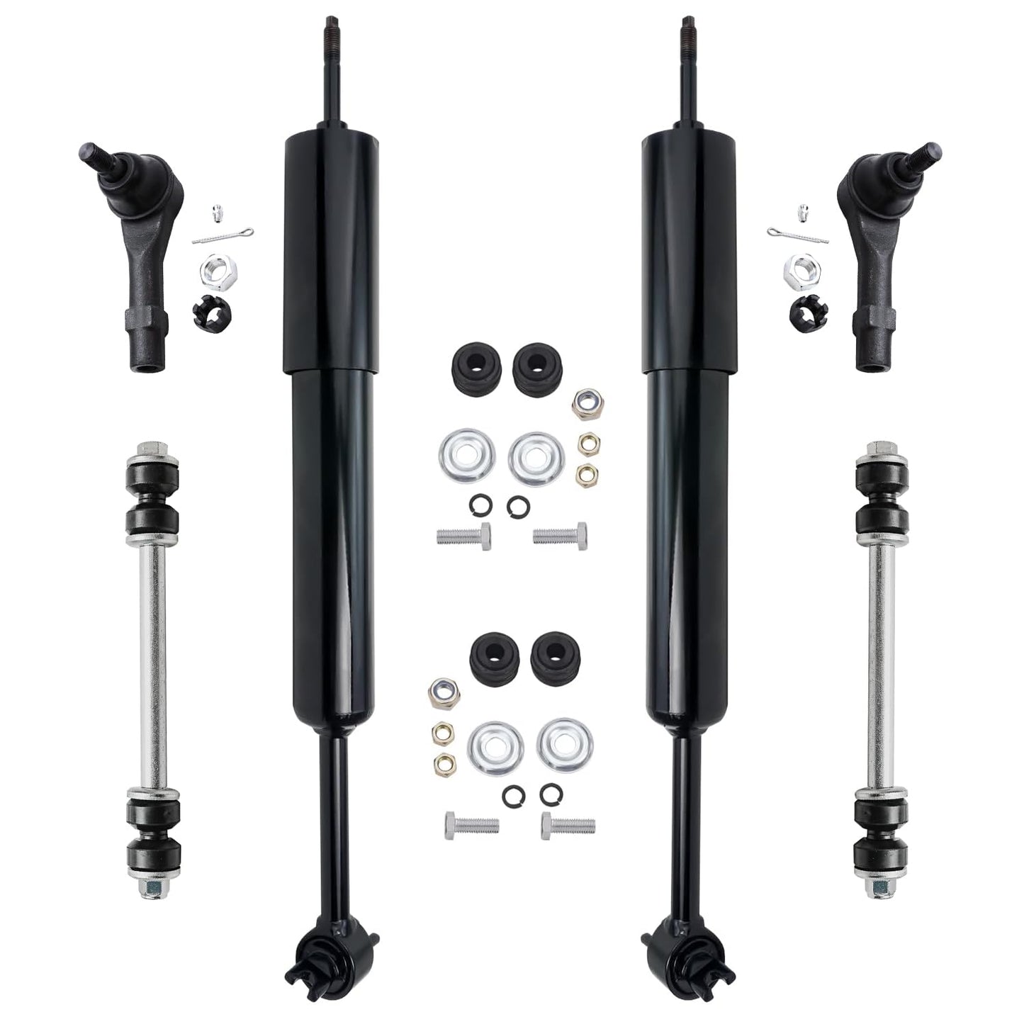 Detroit Axle - Front and Rear Shock Absorbers for 2007-2017 Jeep Wrangler, 2018 Wrangler JK 4 Complete Shock Absorber Assembly 2008 2009 2010 2011 2012 2013 2014 2015 2016 Replacement