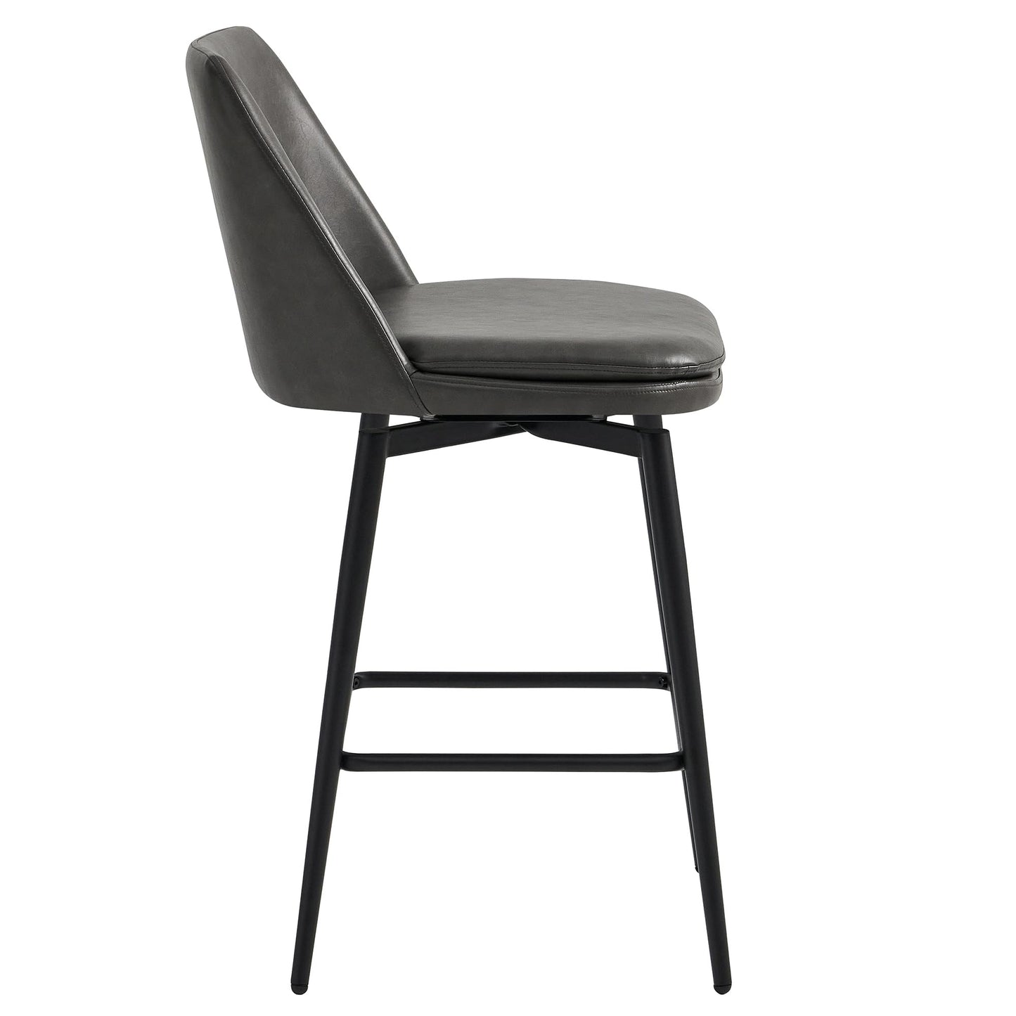 CHITA Swivel Bar Stools, 27.2" Counter Height Bar Stools Set of 3, FSC Certified Upholstered Modern Counter Stools, Metal Legs, Faux Leather, Saddle Brown