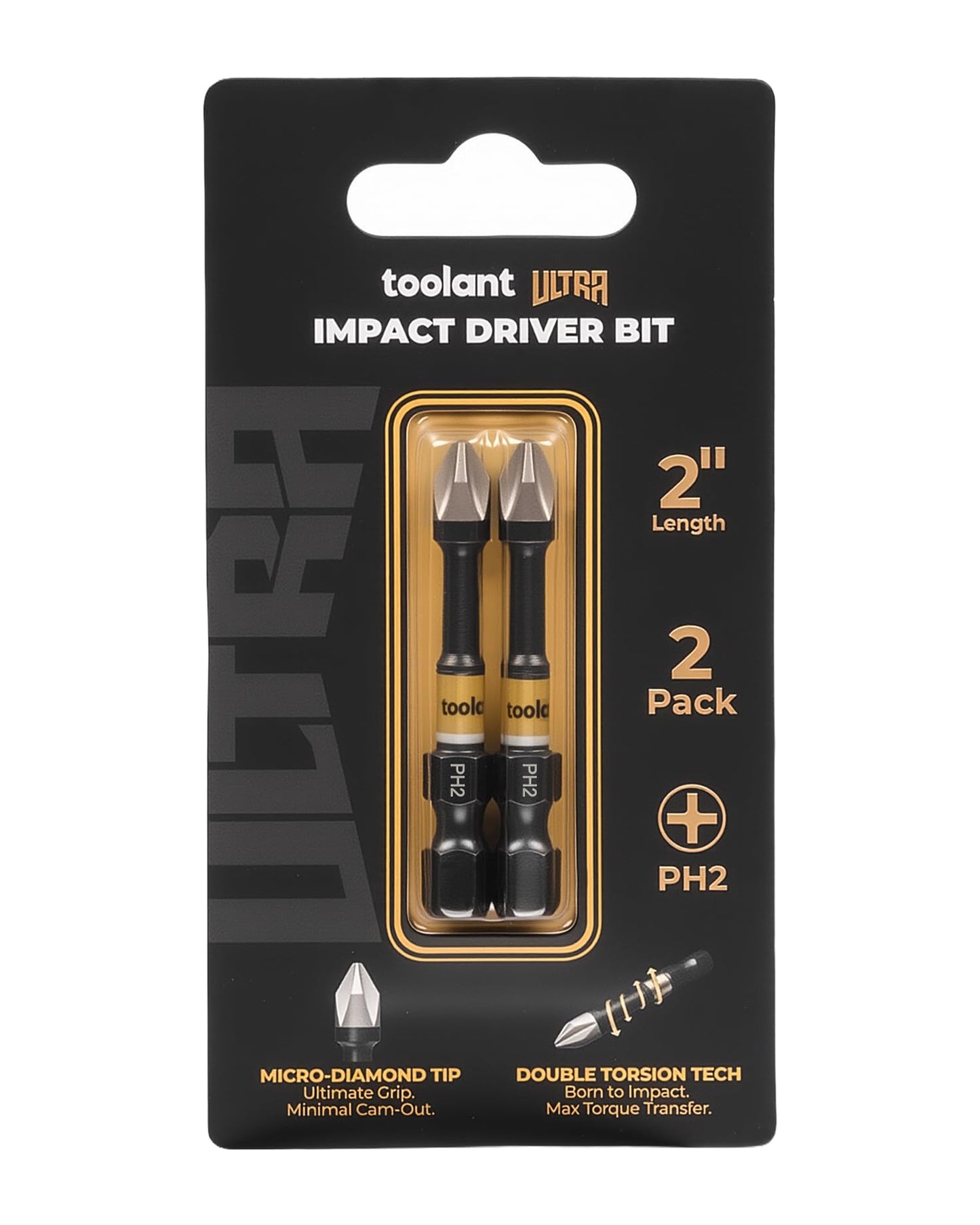 toolant Phillips Impact Screwdriver Bit Set 6 Inch PH2, 2 Pack Magnetic Anti Slip CNC Machined Tips Impact Steel X2 Driver Bit Set for Impact Driver