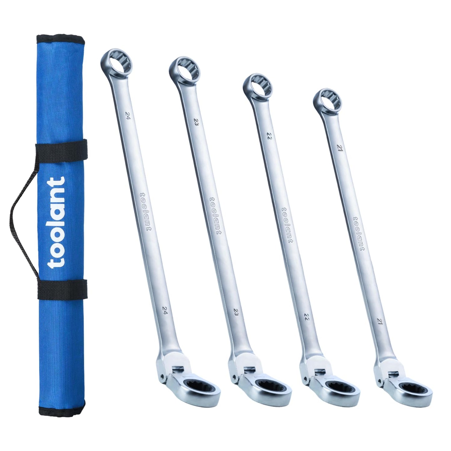 toolant 10mm Extra Long Ratcheting Wrench, Flex Head & Fixed Offset Head Double Box End Combination Wrench, CR-V Steel