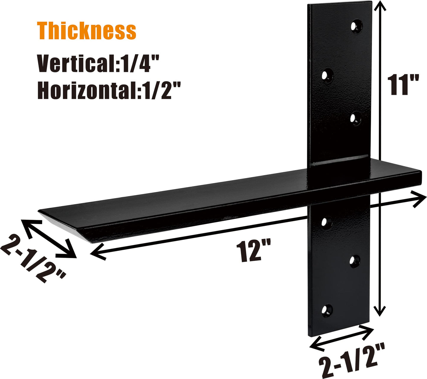 （2-Pack） Free Hanging T Shelf Bracket, Solid Heavy Duty Steel Knee Wall Hidden Granite Countertop Support Floating Bracket Hardware, Universal ,12 Inch , DIY Projects , Screws Included