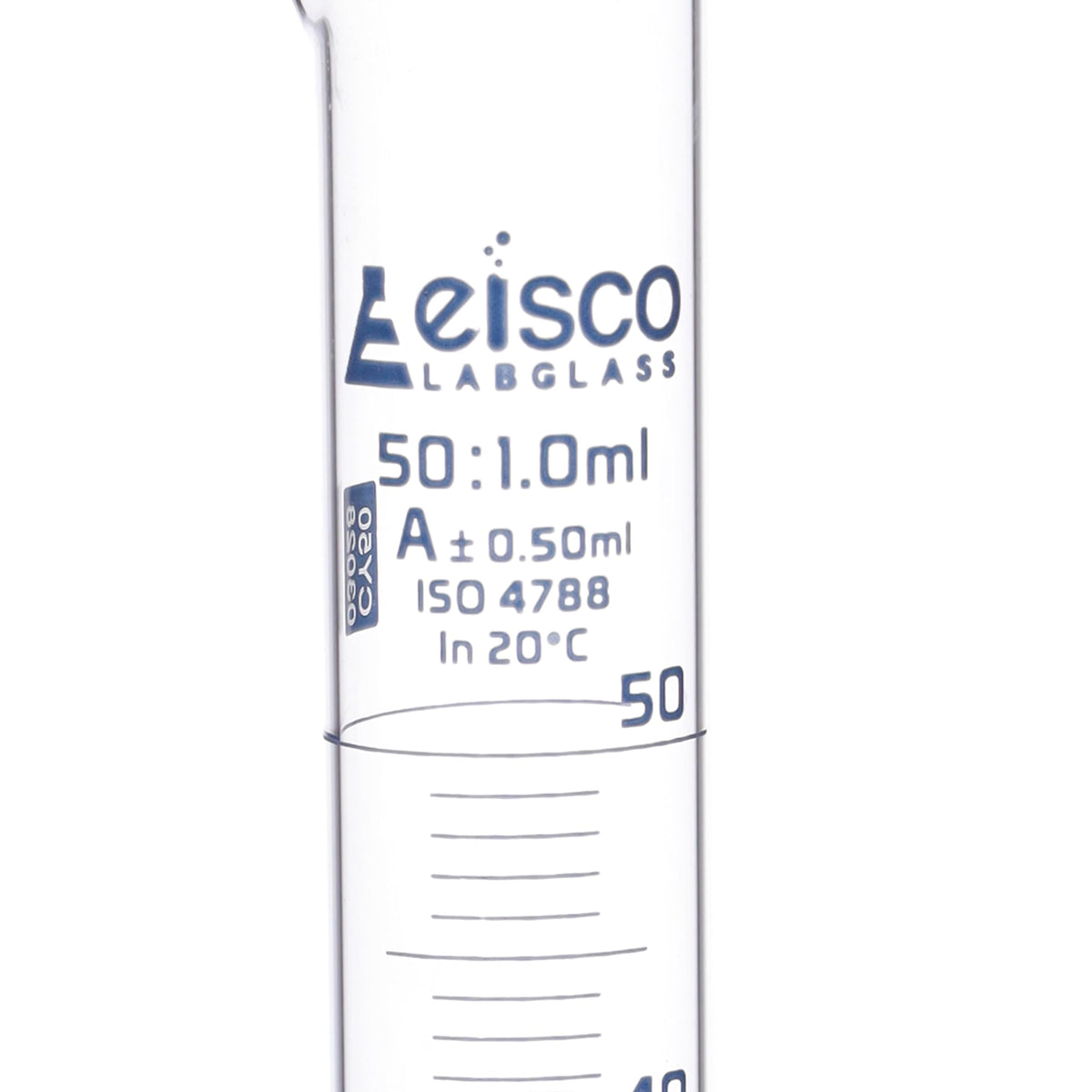 Graduated Cylinder, 100ml - Class A Tolerance ±0.50ml - Round Base - Blue Graduations - Borosilicate 3.3 Glass - Eisco Labs