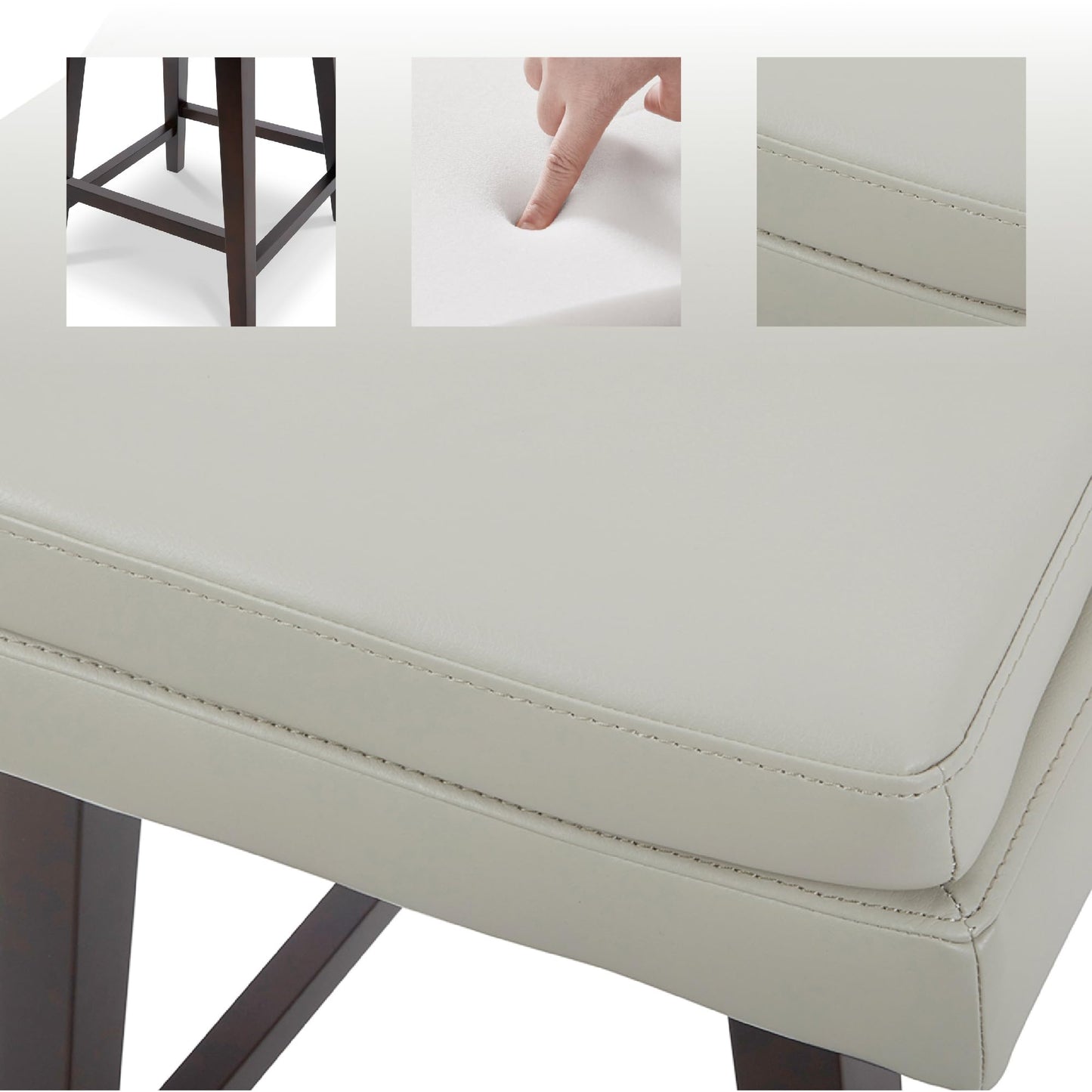 CHITA Bar Height Swivel Barstool with Back Set of 2, FSC Certified Upholstered Bar Stool, 30.7" H Seat Height, Fabric in Ivory