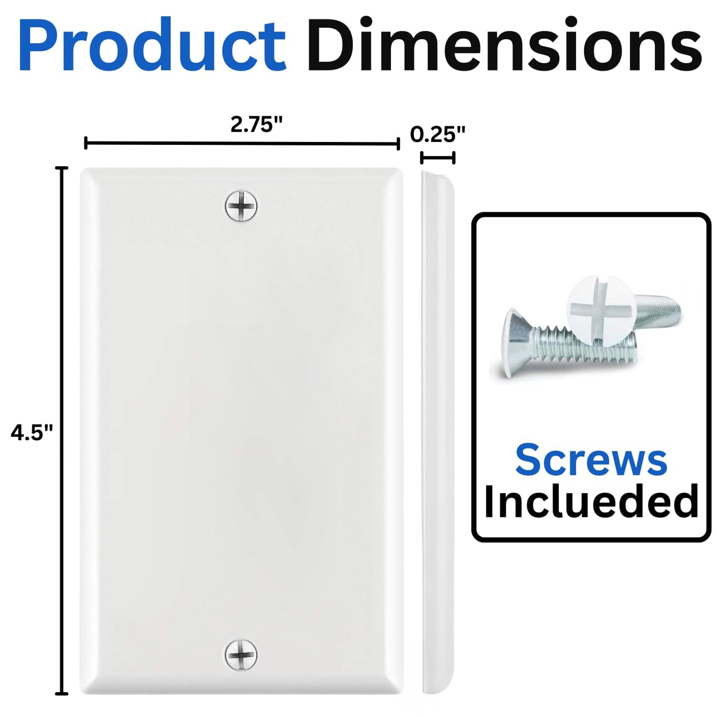 Cmple - 3 Port Keystone Wall Plate Single-Gang Wall Plate with Standard Size Keystone Jack Insert - White