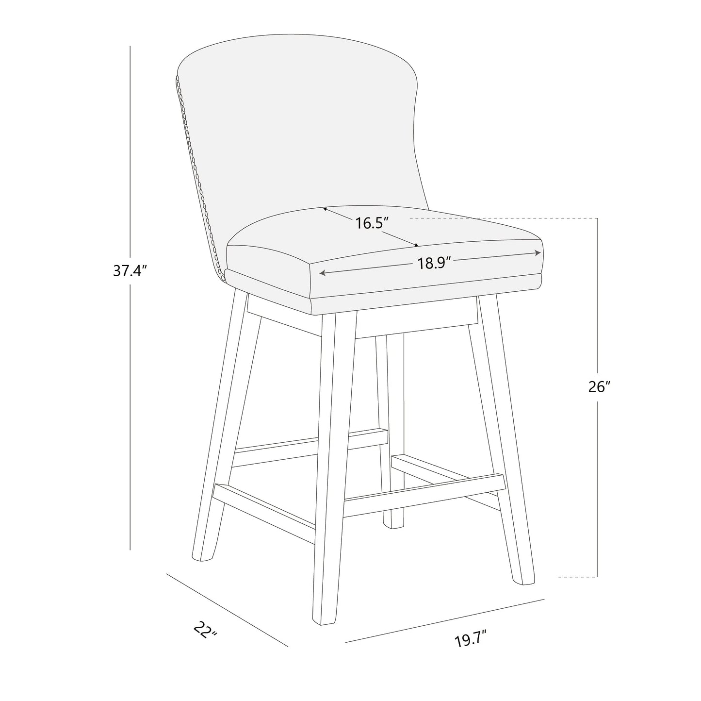 CHITA Counter Height Swivel Barstools, FSC Certified Upholstered Performance Fabric Bar Stools Set of 2, 26" Seat Height, Tan