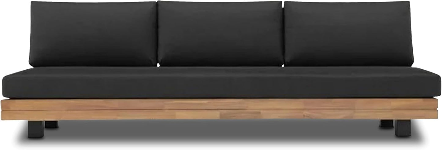 POLY & BARK Celenza 3 Seat Sofa Bench in Grey/Dark Teak