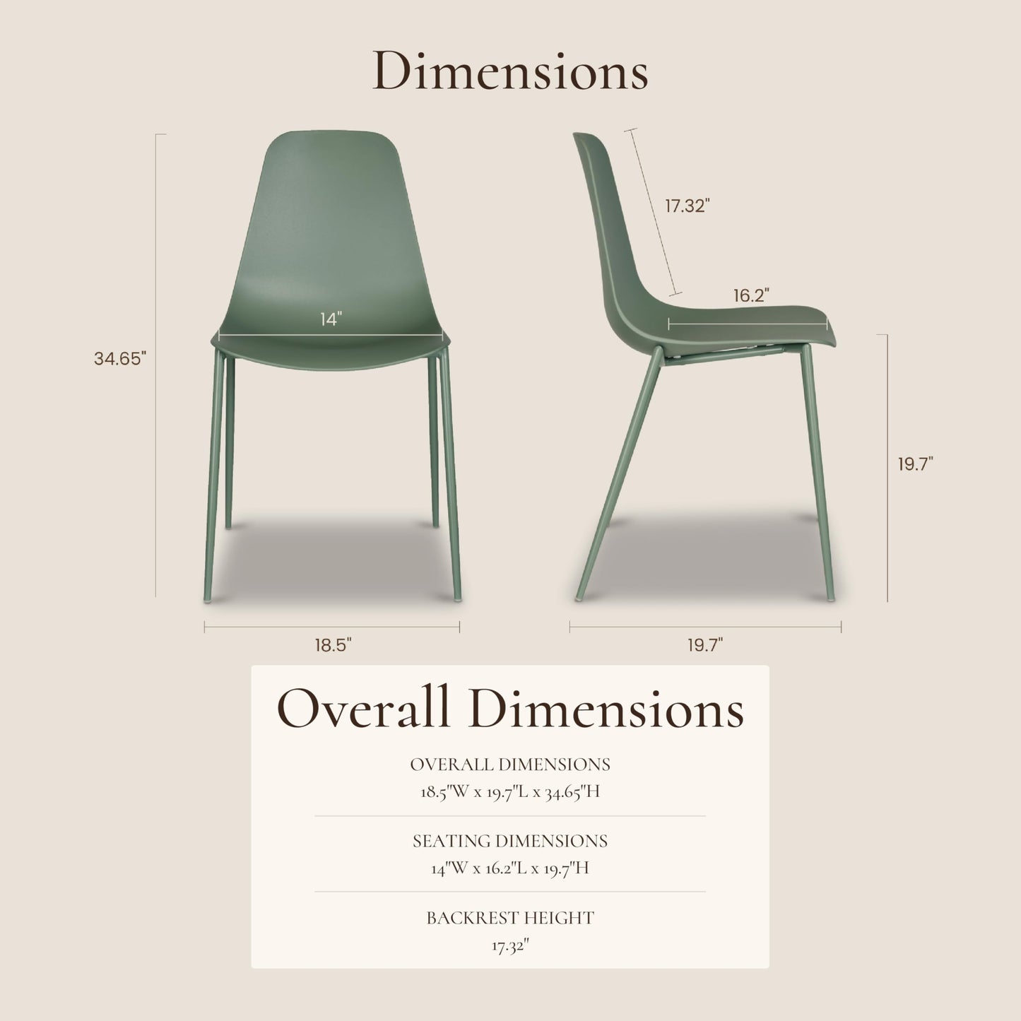 POLY & BARK Isla Modern Dining Chairs Set of 4 – Mid Century Modern Plastic Dining Chair with Metal Legs – Kitchen & Dining Room Chairs – Indoor/Outdoor – White