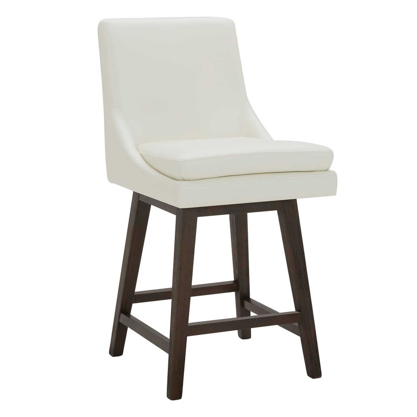 CHITA Bar Height Swivel Barstool with Back Set of 2, FSC Certified Upholstered Bar Stool, 30.7" H Seat Height, Fabric in Ivory