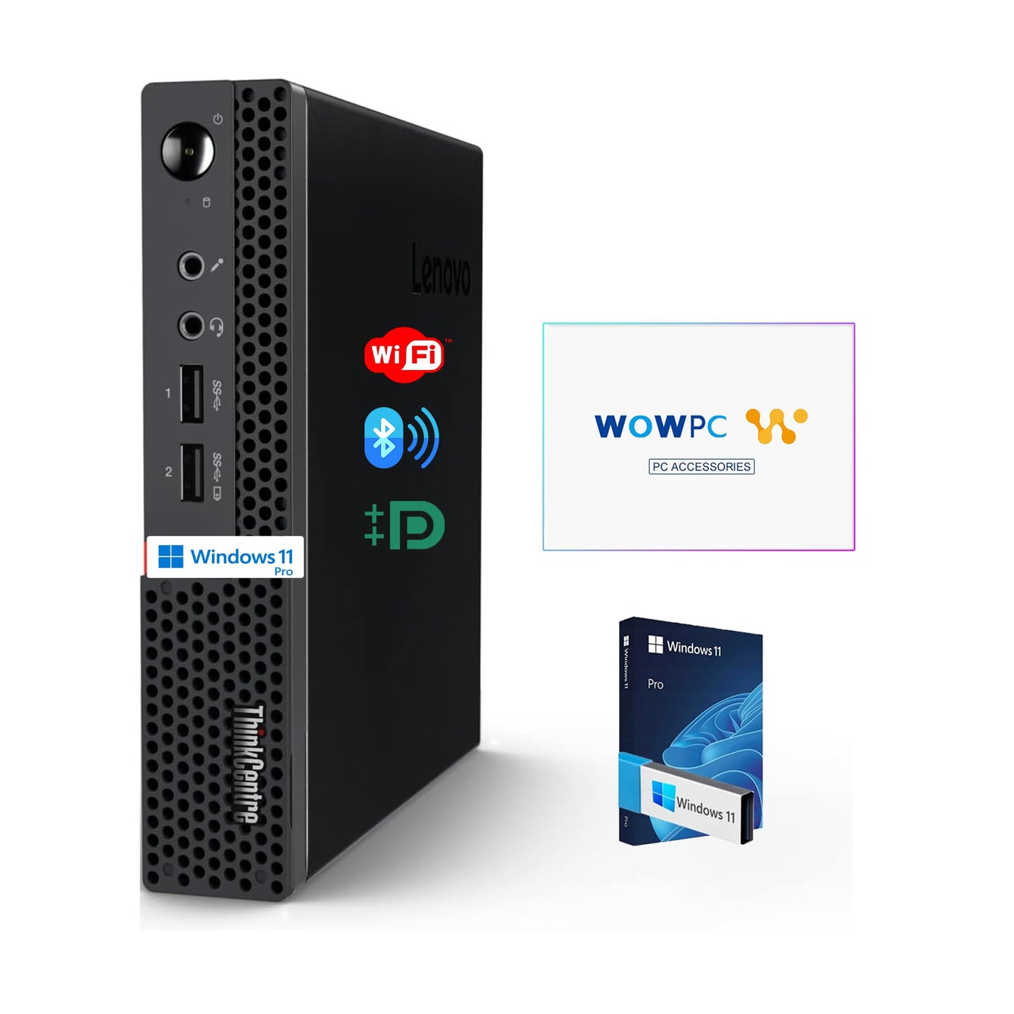 Lenovo Business Mini Desktop PC, AMD Processor, 4GB DDR4 RAM, 128GB PCIe SSD Drive, Dual Display Support, Wi-Fi, Bluetooth, USB & Ethernet Port, Windows 11 Pro, w/Keyboard & Mouse