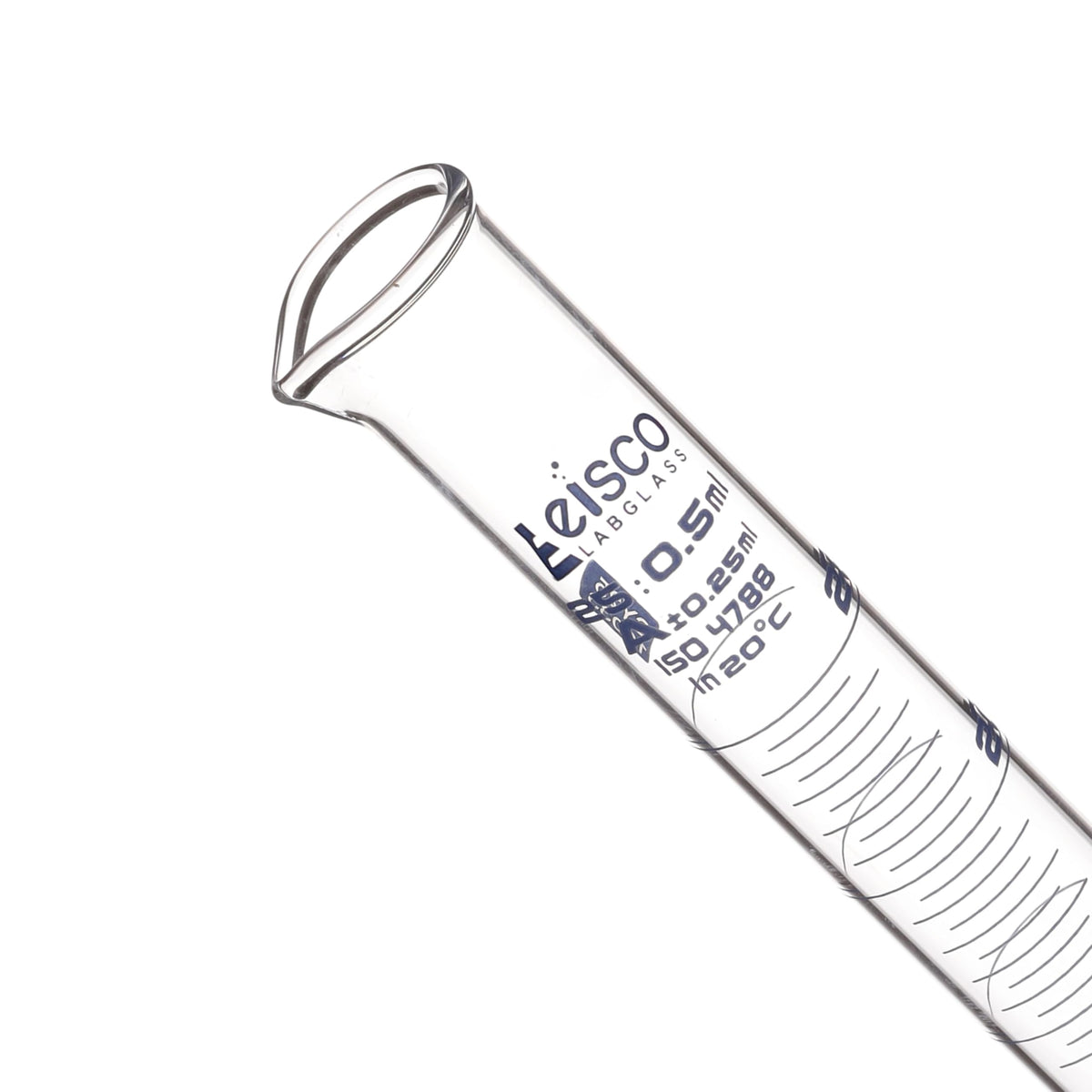 Graduated Cylinder, 100ml - Class A Tolerance ±0.50ml - Round Base - Blue Graduations - Borosilicate 3.3 Glass - Eisco Labs
