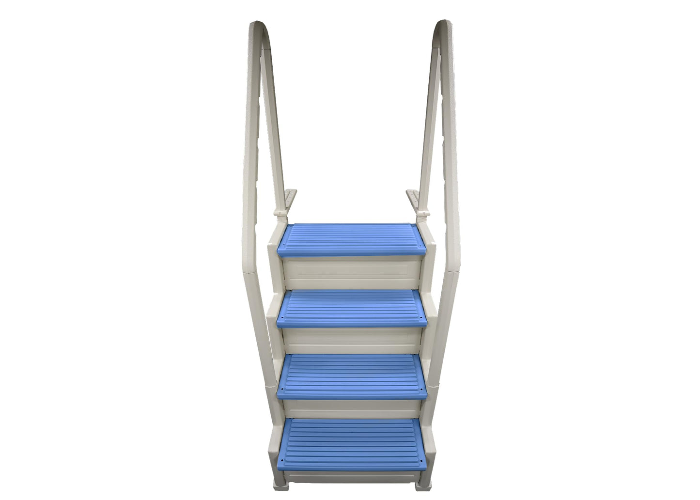 Confer Plastics Step-1X: Sturdy Above Ground Entry System with Dual Handrails and Slip-Resistant Steps, Easy Installation, Supports up to 400 lbs - Proudly Made in USA. Warm Grey with Grey Treads