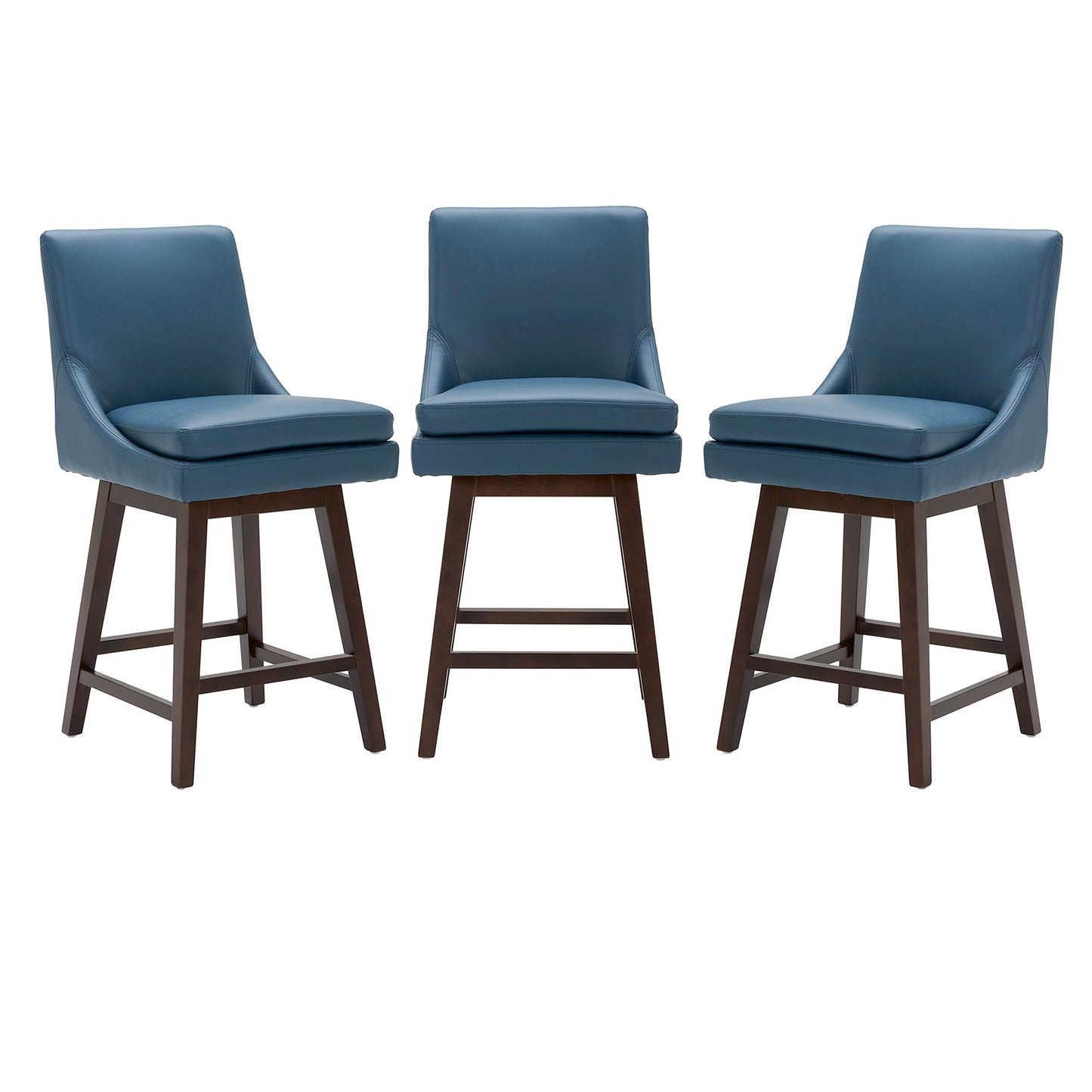 CHITA Bar Height Swivel Barstool with Back Set of 2, FSC Certified Upholstered Bar Stool, 30.7" H Seat Height, Fabric in Ivory