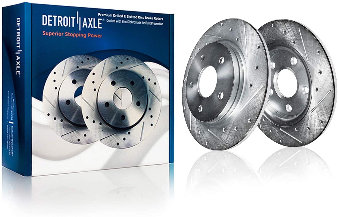 Detroit Axle - Front Brake Kit for Chevy Impala Malibu Equinox GMC Terrain Buick LaCrosse Regal Allure Saab 9-5 Drilled Slotted Disc Brake Rotors Ceramic Brakes Pads Replacement : 12.64'' inch Rotor