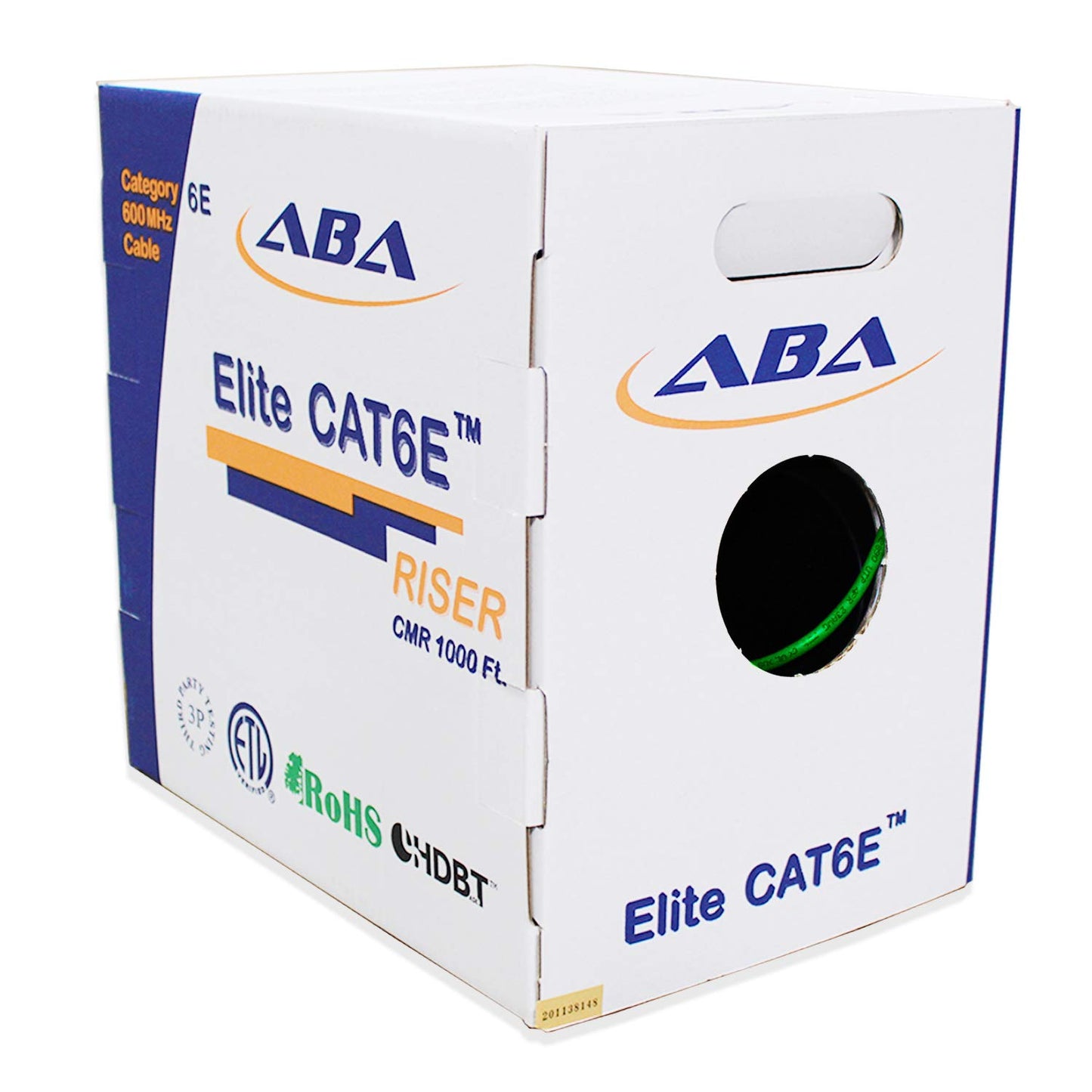 Elite Cat6 CMR Riser (CAT6e) Ethernet Cable 1000ft, 24AWG, Solid Bare Copper Wire, 600MHz, w/Spline(Noise Reducing Cross Separator), UL Certified, Bulk LAN Cable - Orange