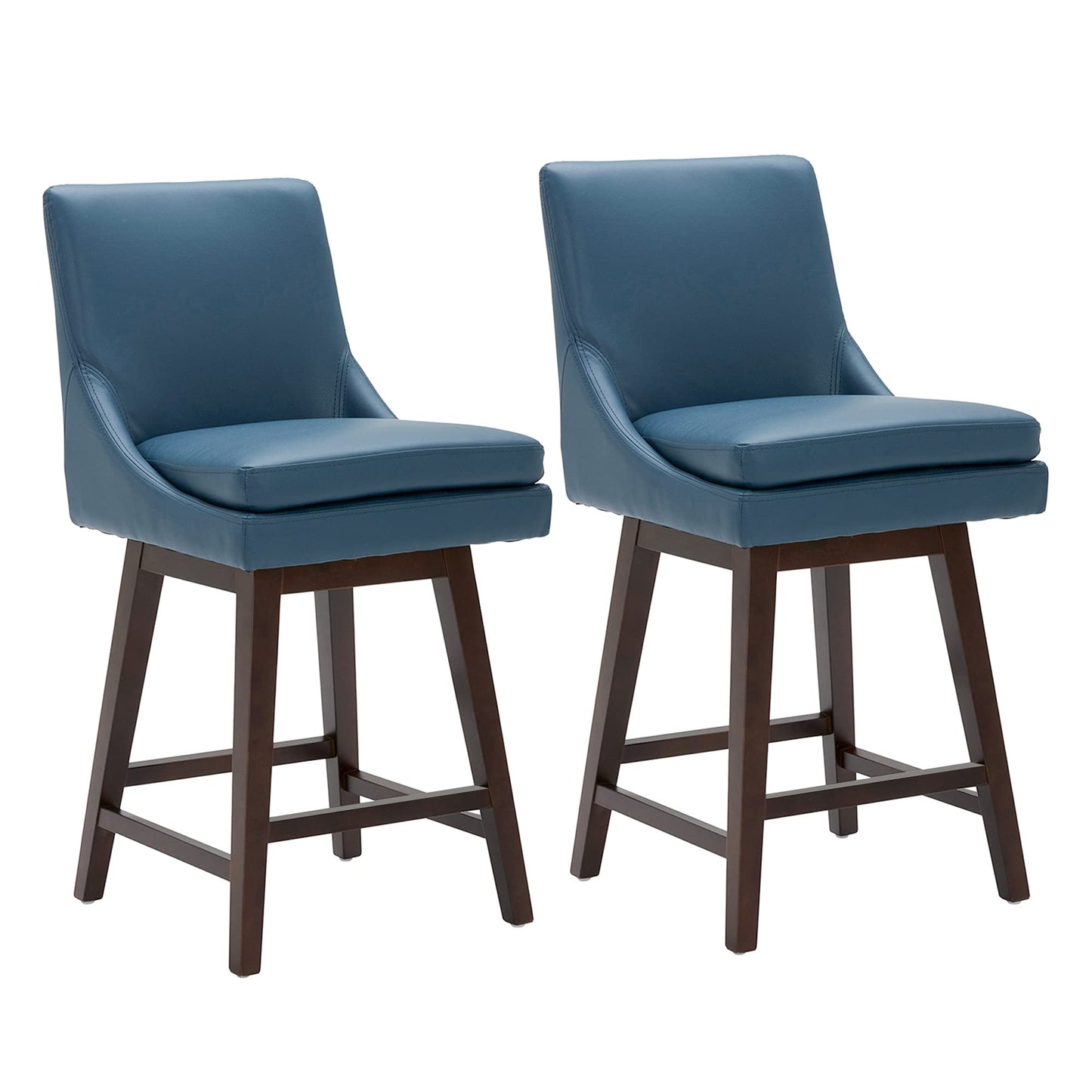 CHITA Bar Height Swivel Barstool with Back Set of 2, FSC Certified Upholstered Bar Stool, 30.7" H Seat Height, Fabric in Ivory