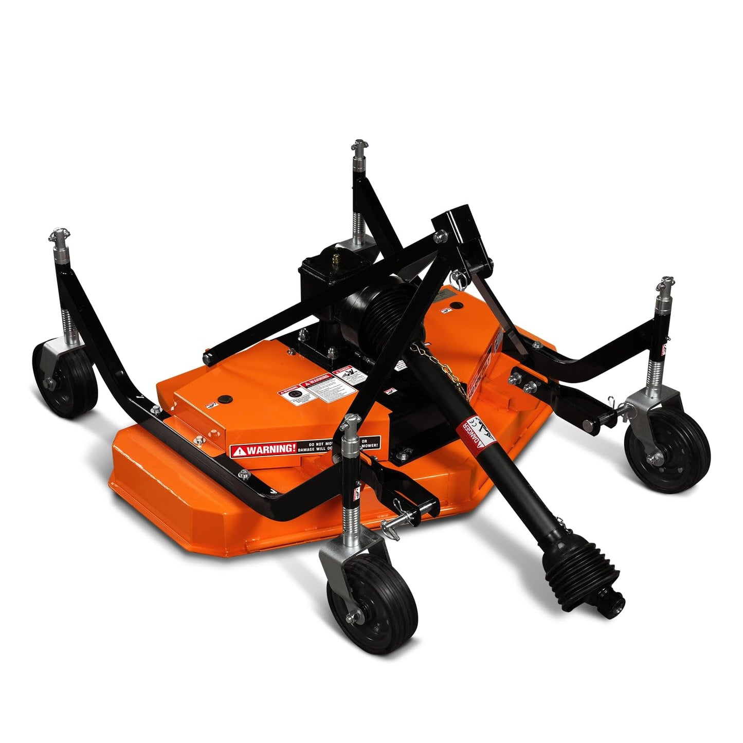 MechMaxx 3 Point PTO 48'' Working Width Finish Mower Attachment for 18-50hp Tractor, Category 1 Hitch, 4-Tires, 0.4'' - 4.5'' Adjustable Cutting Height, Model FM120