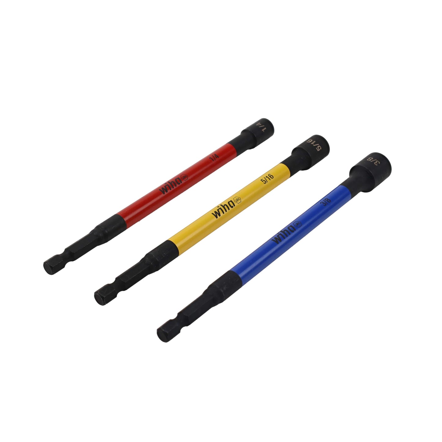 Wiha 70486 Magnetic Nut Setter Set, 6 Piece SAE, Color Coded, 1/4-Inch Hex Drive, Impact Rated