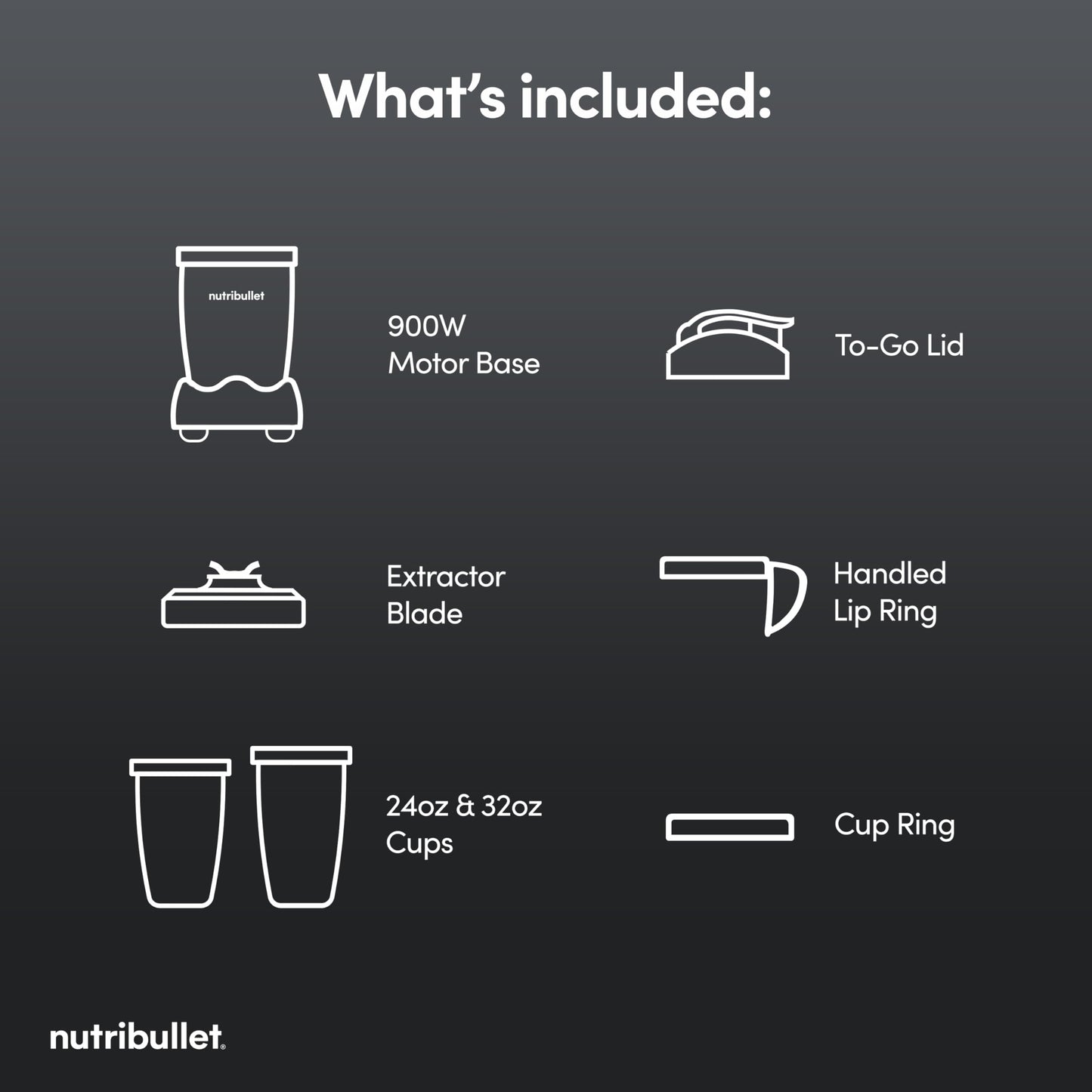 Nutribullet Personal Blender, Shakes, Smoothies, Food Prep, and Frozen Blending, 24 Ounces, 600 Watt, Dark Gray, NBR-0601WM