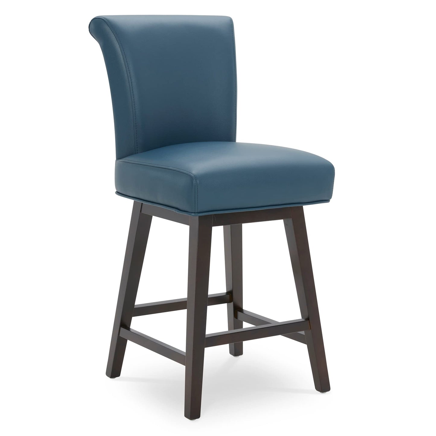 CHITA 30 Inch Counter Height Swivel Bar Stools Set of 2, FSC Certified Modern Upholstered Faux Leather Swivel Barstool Chairs with Back, Black