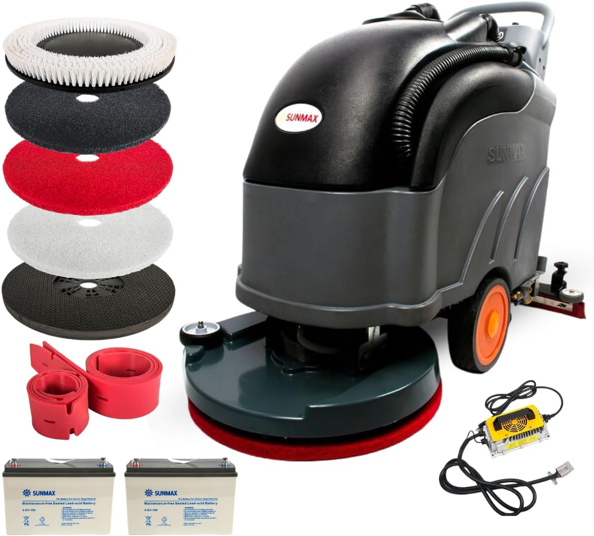 22" Self-Propelled Walk-Behind Floor Scrubber Dryer Machine, Forward/Reverse Drive, 31" Squeegee, 36,000 Sq Ft/H, Commercial Hard Floor Cleaner for Tile, Concrete, Epoxy & Vinyl