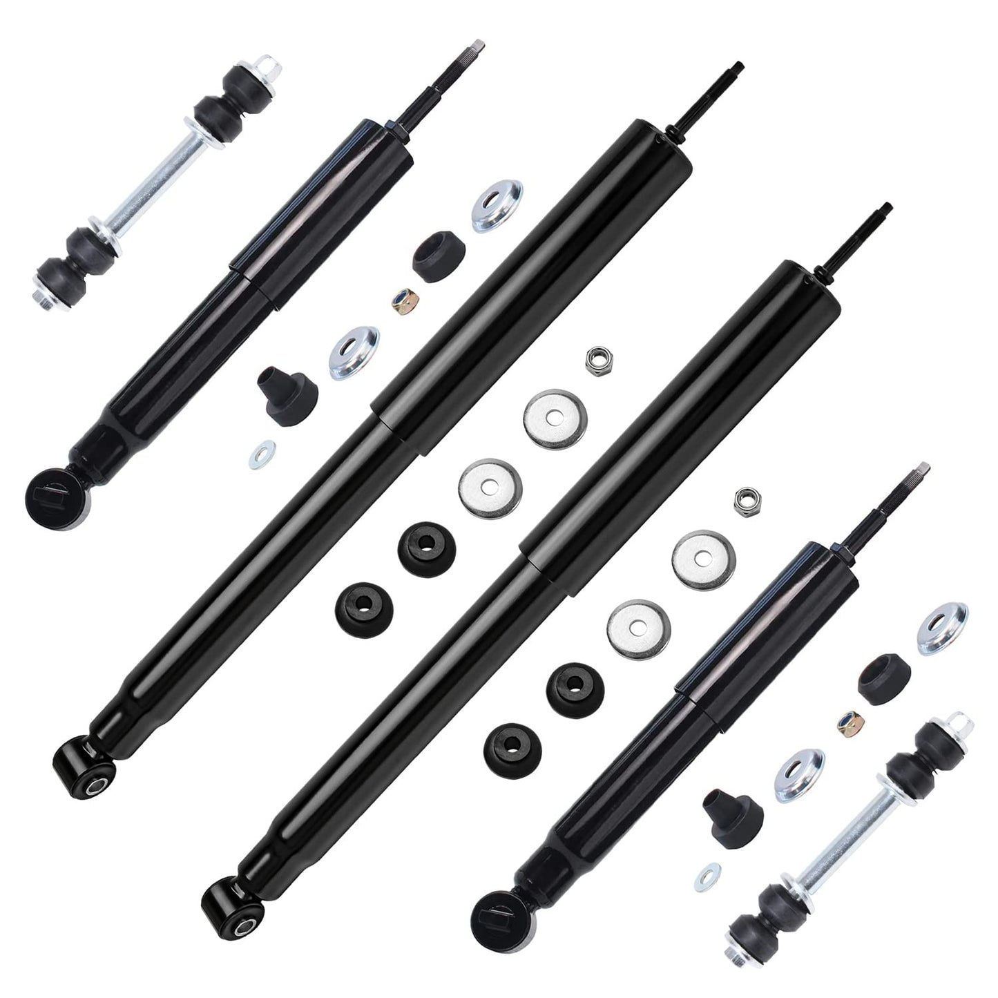 Detroit Axle - Front and Rear Shock Absorbers for 2007-2017 Jeep Wrangler, 2018 Wrangler JK 4 Complete Shock Absorber Assembly 2008 2009 2010 2011 2012 2013 2014 2015 2016 Replacement